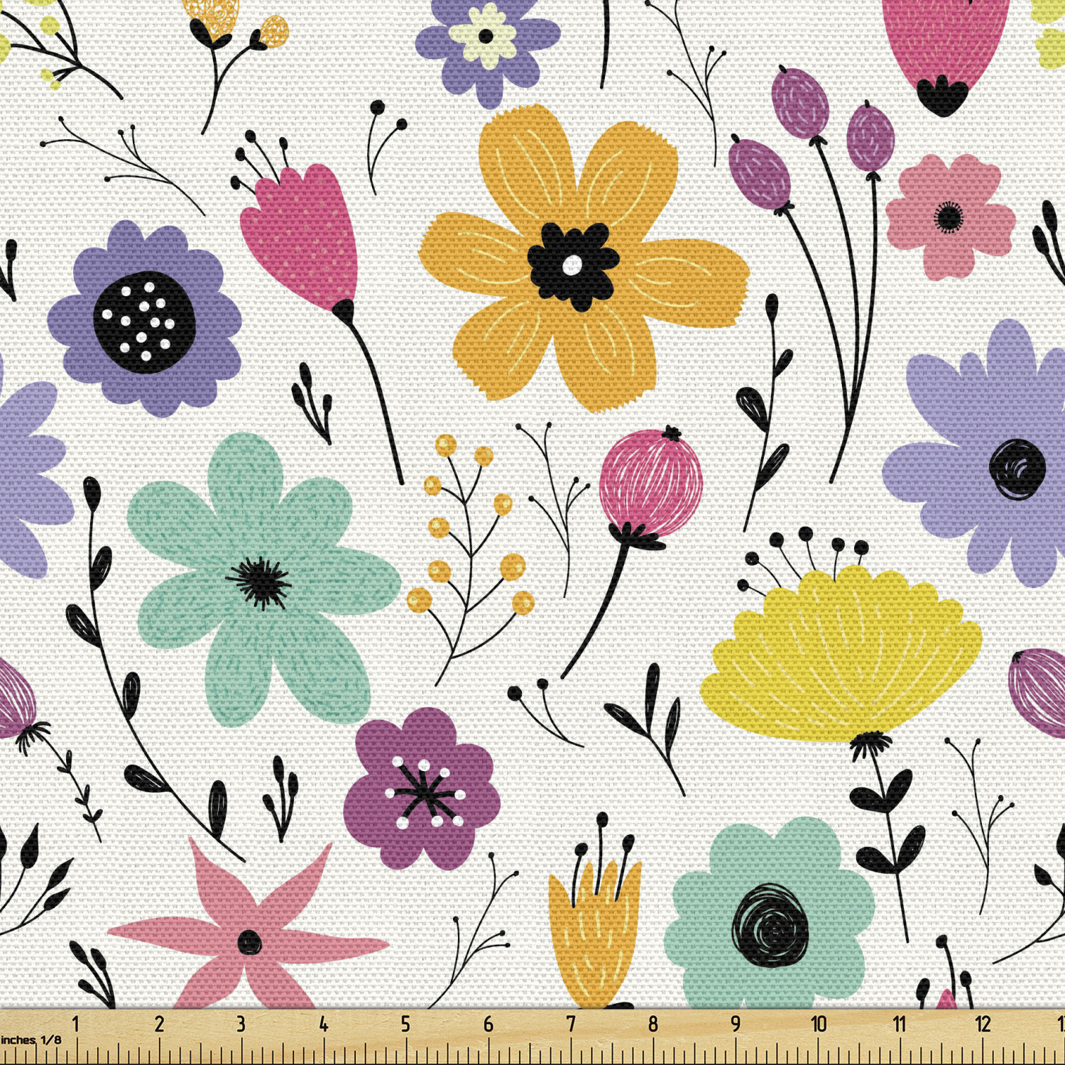 Ambesonne Floral Leaves Fabric by the Yard Decorative Upholstery Home Accents - Picture 37 of 160