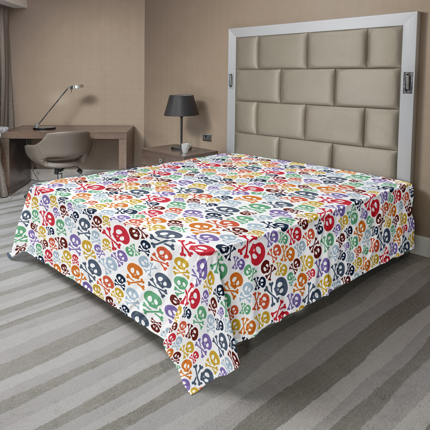 Ambesonne Colorful Print Flat Sheet Top Sheet Decorative Bedding 6 Sizes 