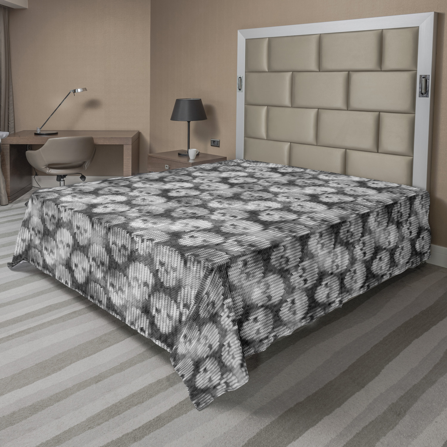 Ambesonne Grey and White Flat Sheet Top Sheet Decorative Bedding 6 Sizes - Picture 10 of 42
