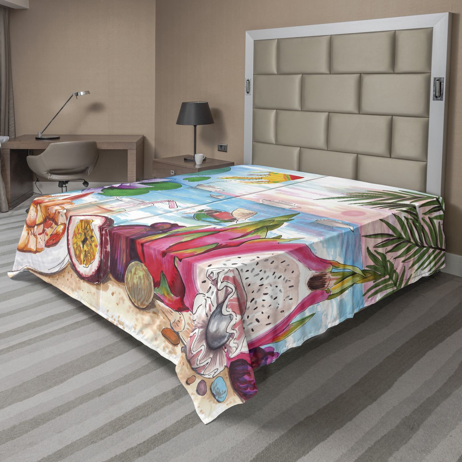 Ambesonne Tropical Flat Sheet Top Sheet Decorative Bedding 6 Sizes - Picture 35 of 37