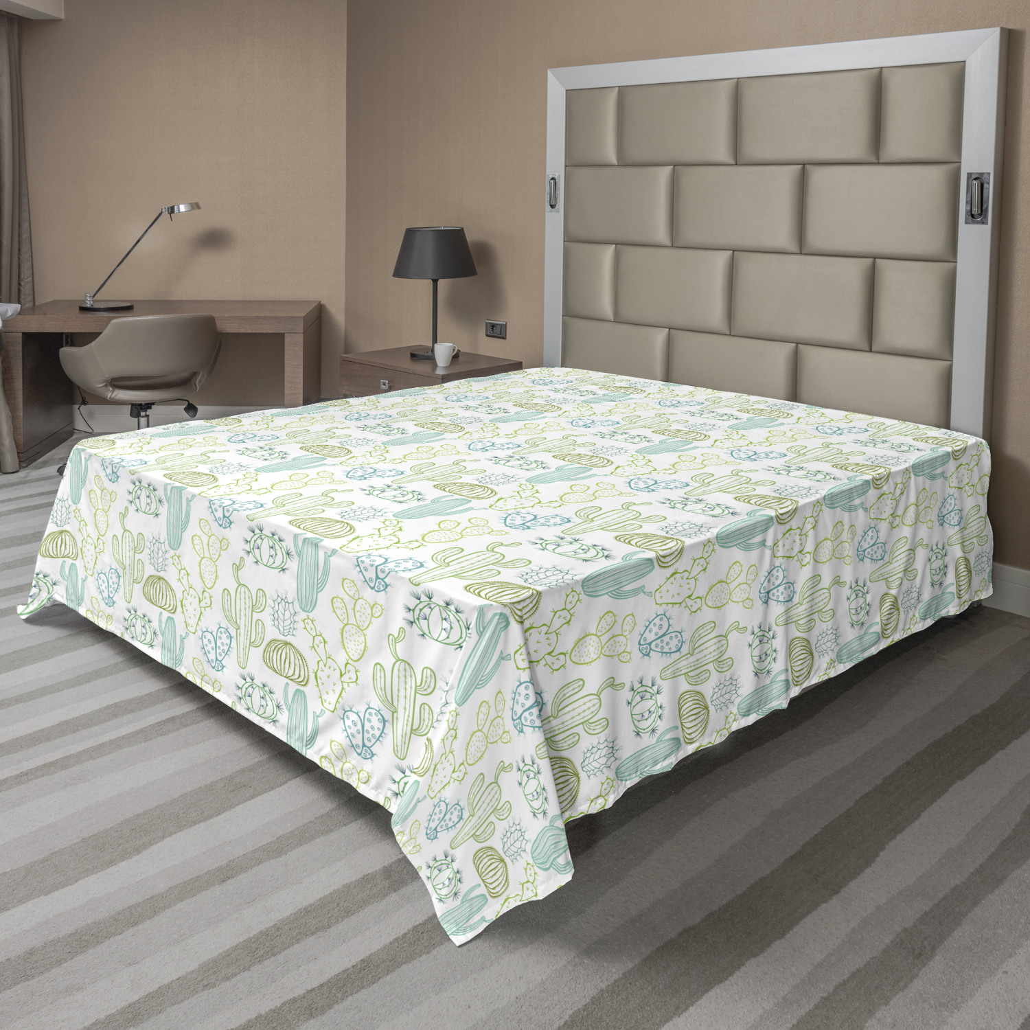Ambesonne Cactus Flat Sheet Top Sheet Decorative Bedding 6 Sizes - Picture 9 of 42