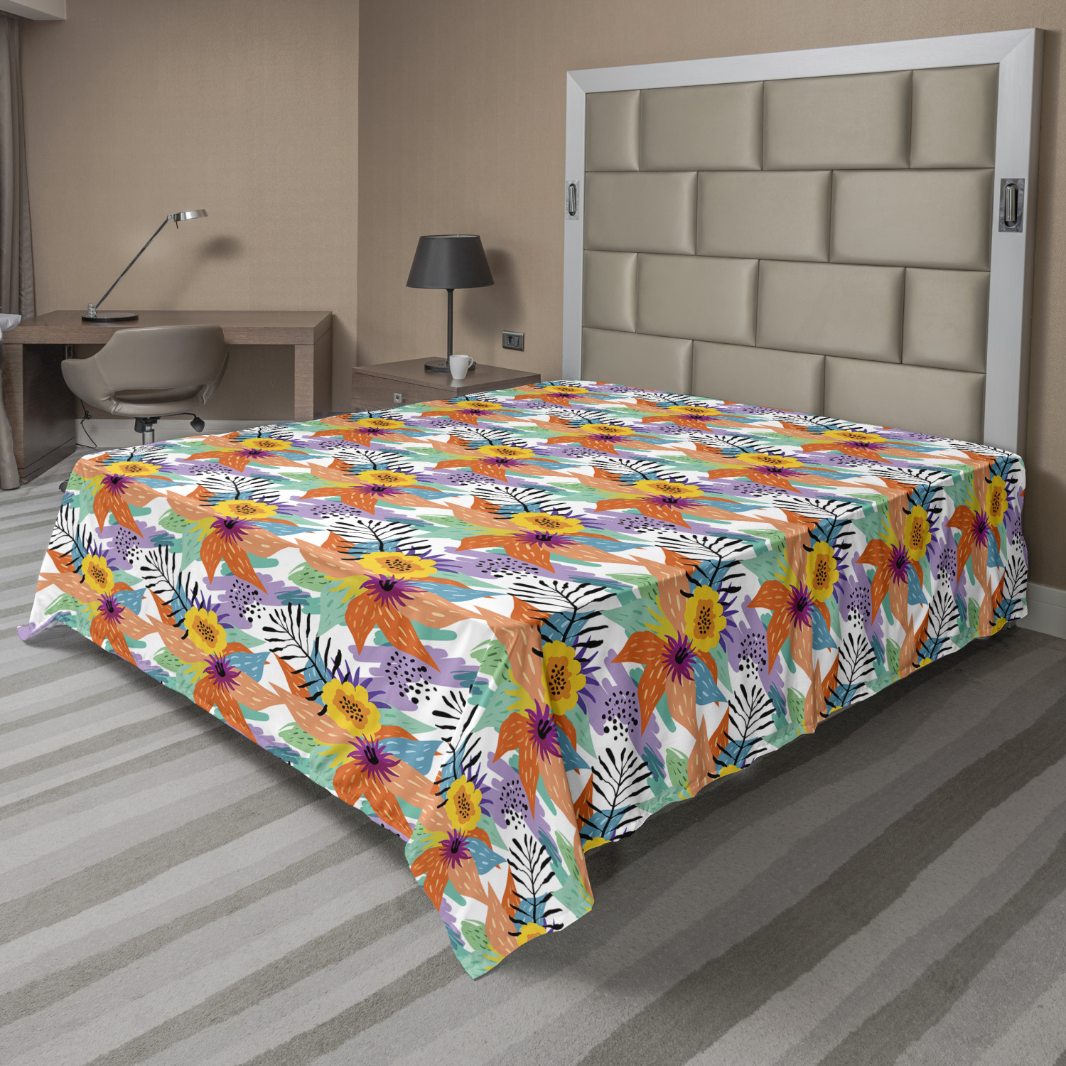 Ambesonne Tropical Flat Sheet Top Sheet Decorative Bedding 6 Sizes - Picture 25 of 37