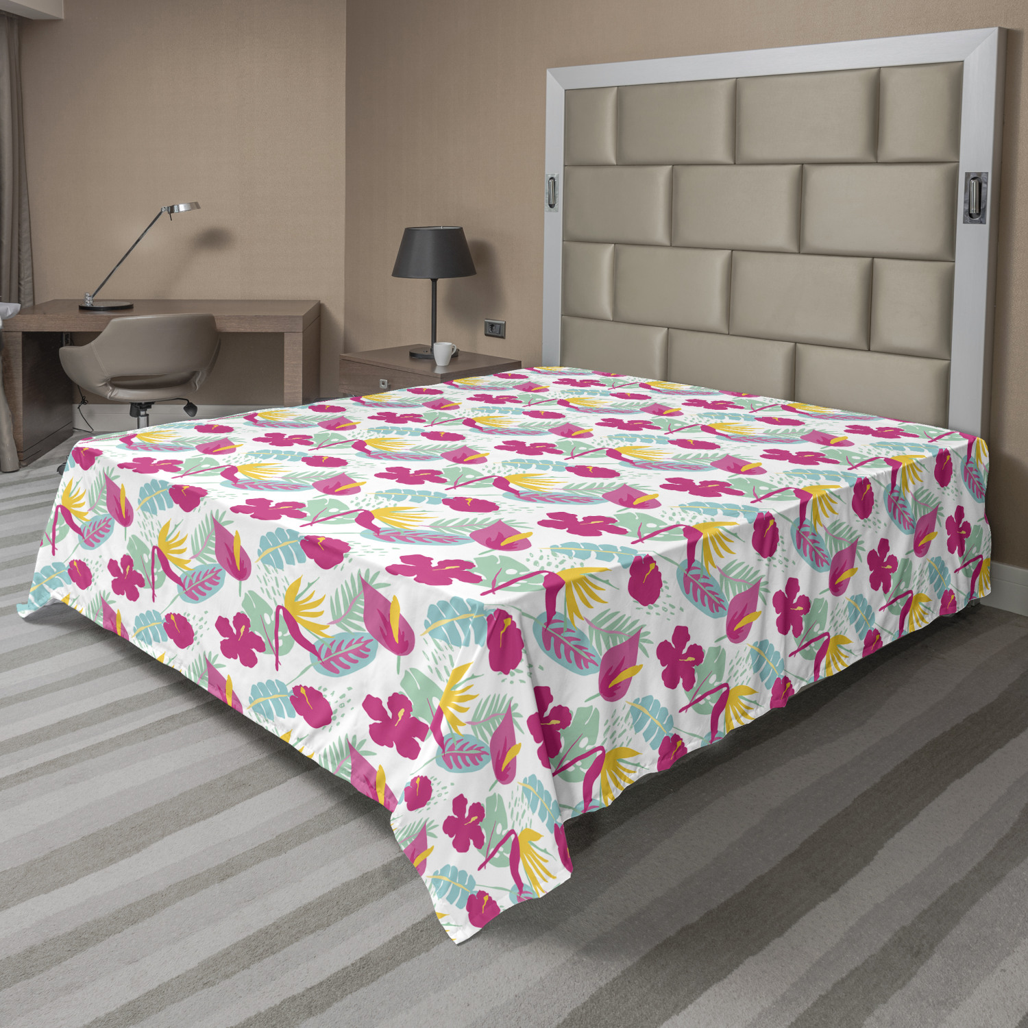 Ambesonne Tropical Flat Sheet Top Sheet Decorative Bedding 6 Sizes - Picture 21 of 37