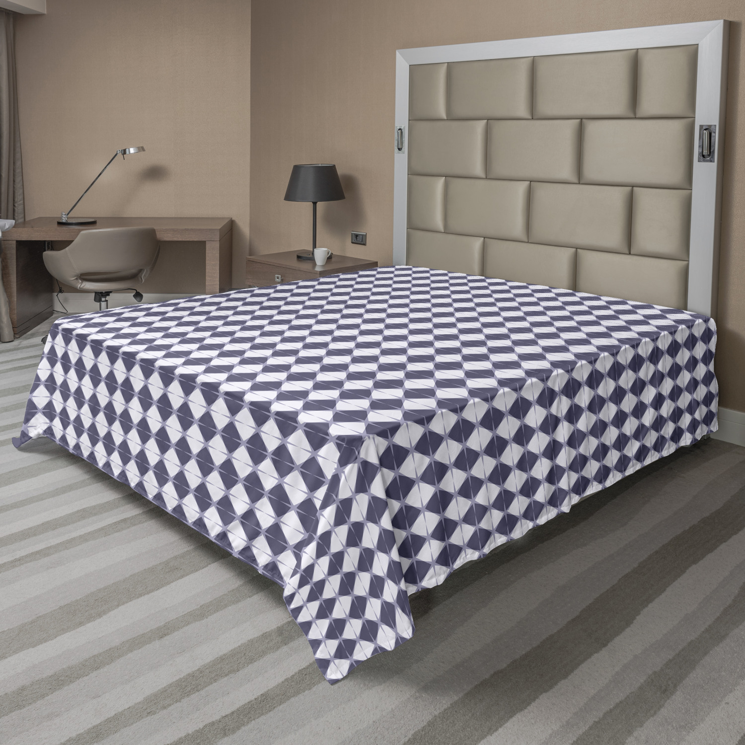 Ambesonne Geometric Items Flat Sheet Top Sheet Decorative Bedding 6 Sizes - Picture 25 of 37