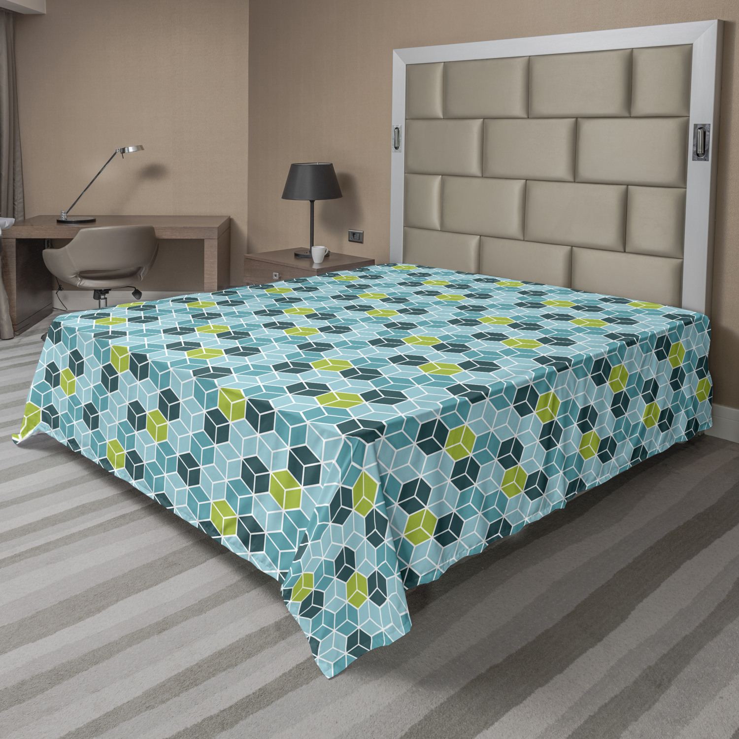 Ambesonne Geometric Items Flat Sheet Top Sheet Decorative Bedding 6 Sizes - Picture 12 of 37