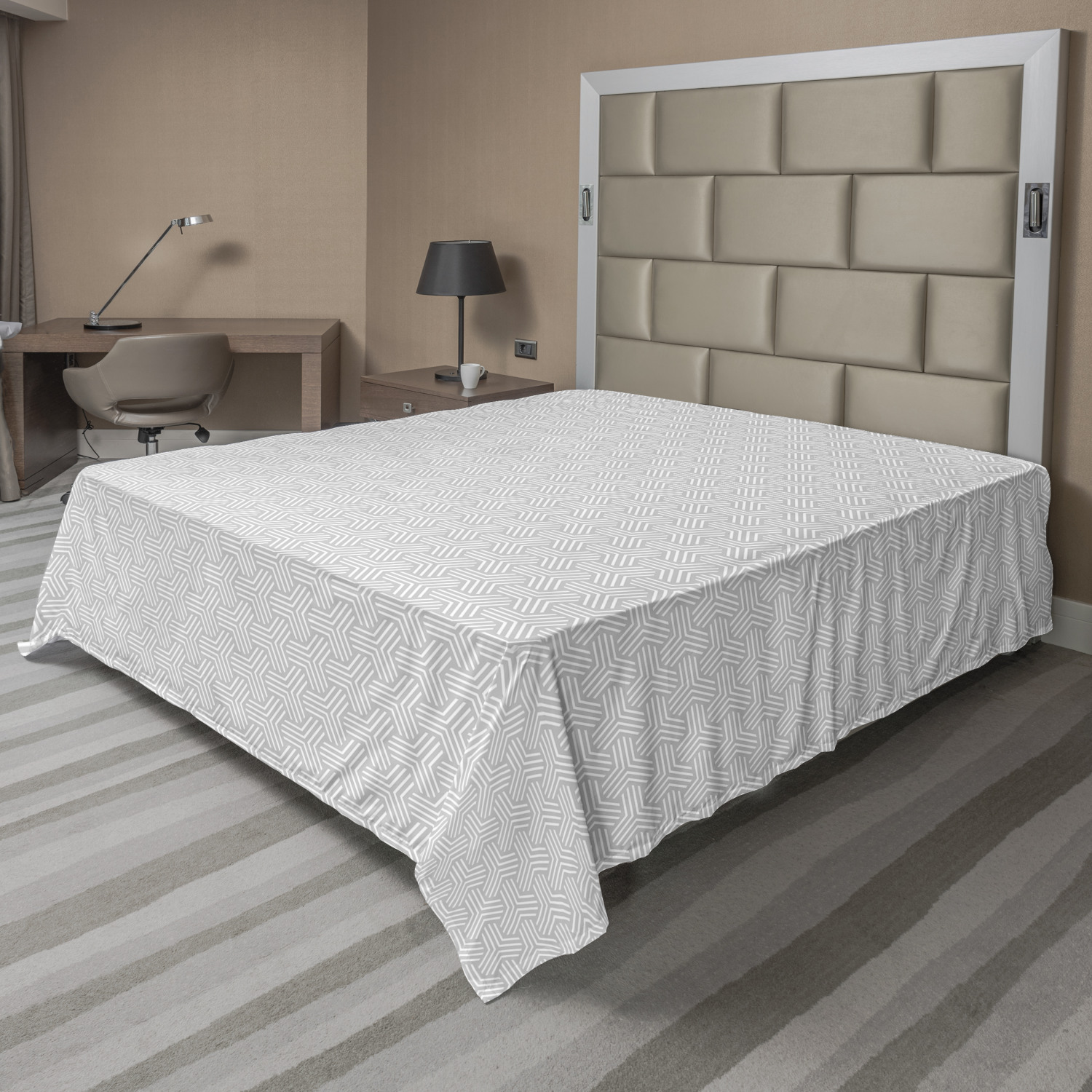 Ambesonne Geometric Items Flat Sheet Top Sheet Decorative Bedding 6 Sizes - Picture 31 of 37