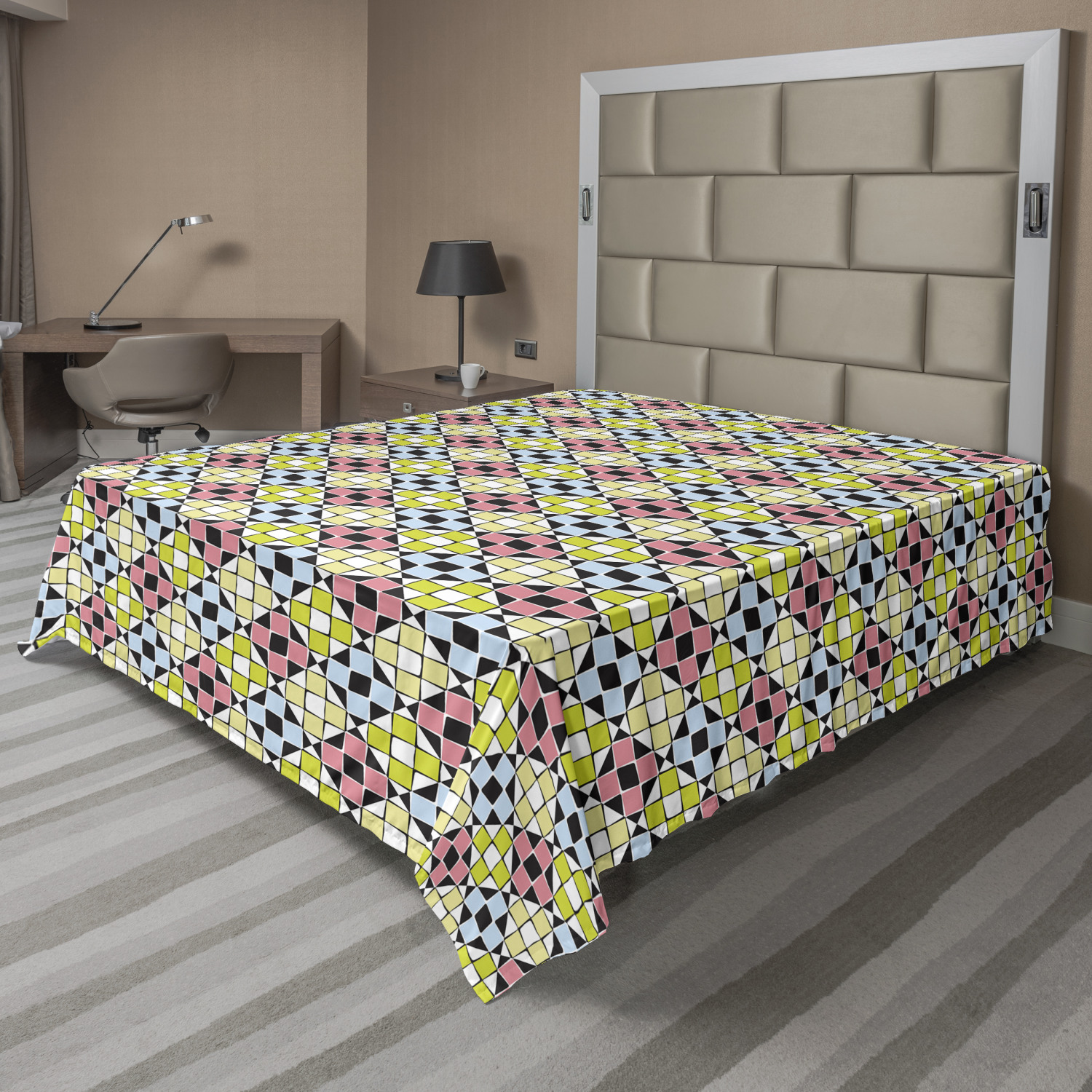 Ambesonne Geometric Items Flat Sheet Top Sheet Decorative Bedding 6 Sizes - Picture 22 of 37