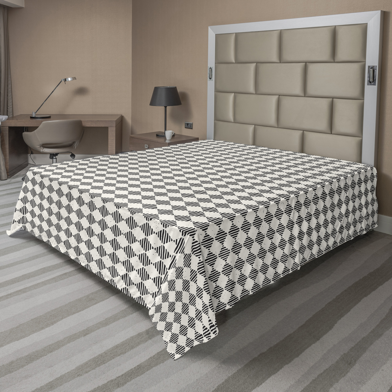 Ambesonne Geometric Items Flat Sheet Top Sheet Decorative Bedding 6 Sizes - Picture 15 of 37