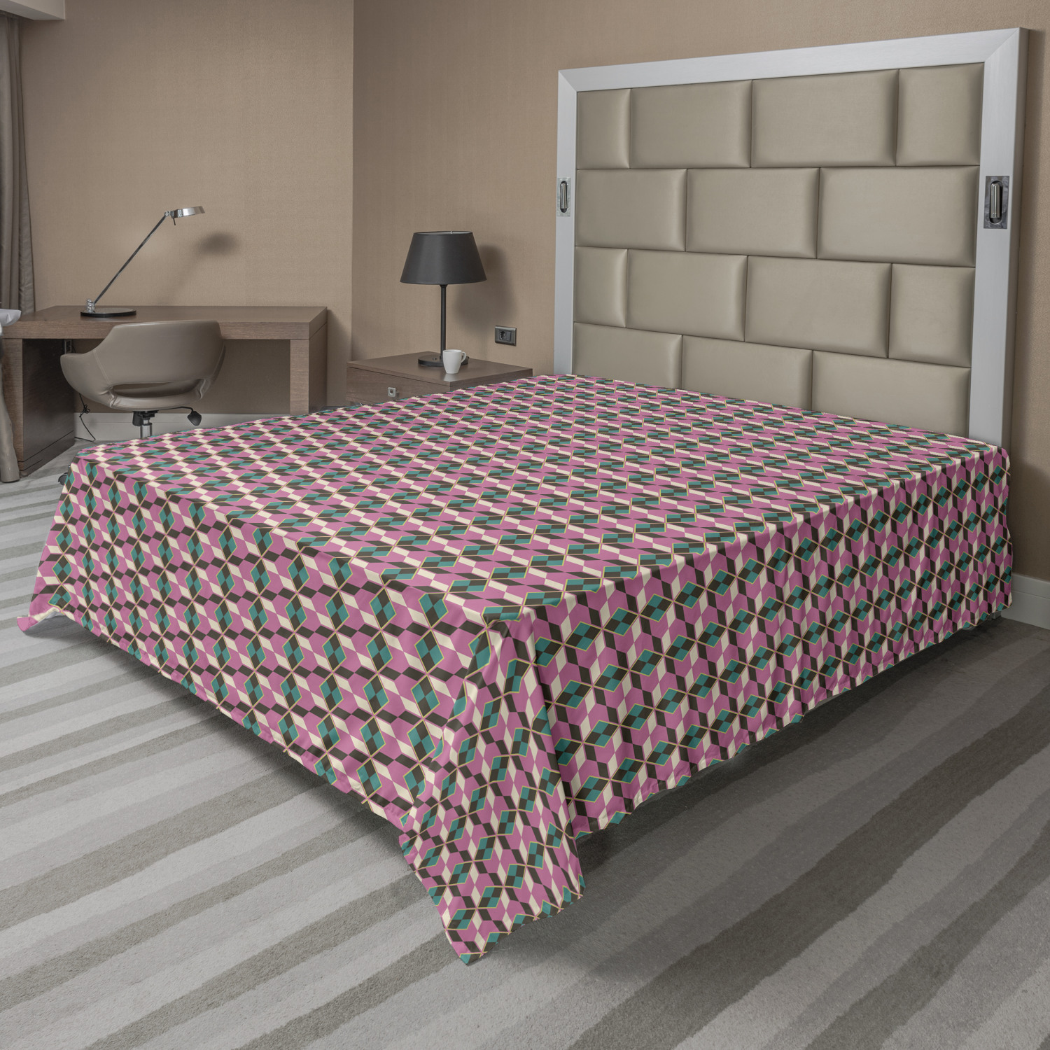 Ambesonne Geometric Items Flat Sheet Top Sheet Decorative Bedding 6 Sizes - Picture 27 of 37