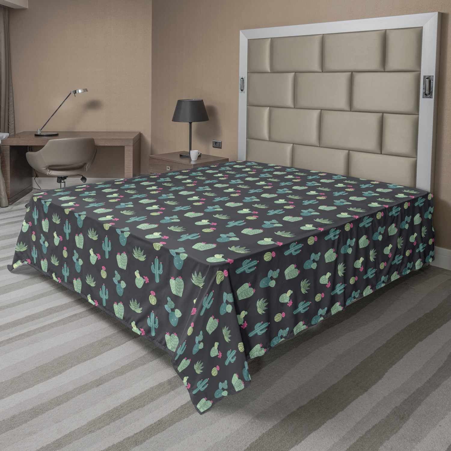Ambesonne Cactus Flat Sheet Top Sheet Decorative Bedding 6 Sizes - Picture 7 of 42