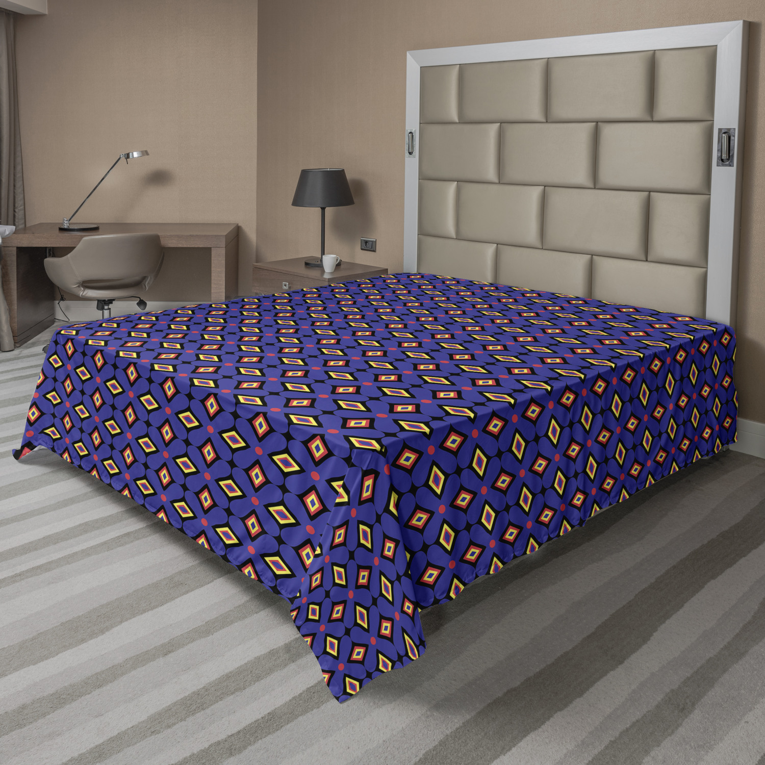 Ambesonne Geometric Items Flat Sheet Top Sheet Decorative Bedding 6 Sizes - Picture 28 of 37
