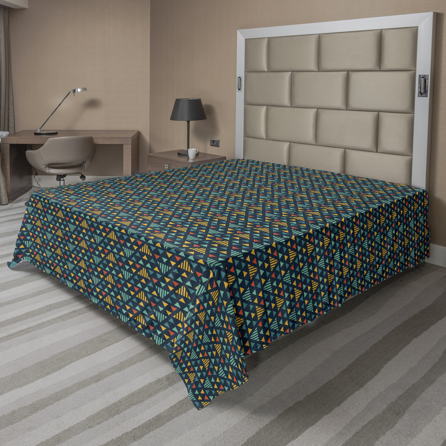 Ambesonne Geometric Items Flat Sheet Top Sheet Decorative Bedding 6 Sizes - Picture 18 of 37