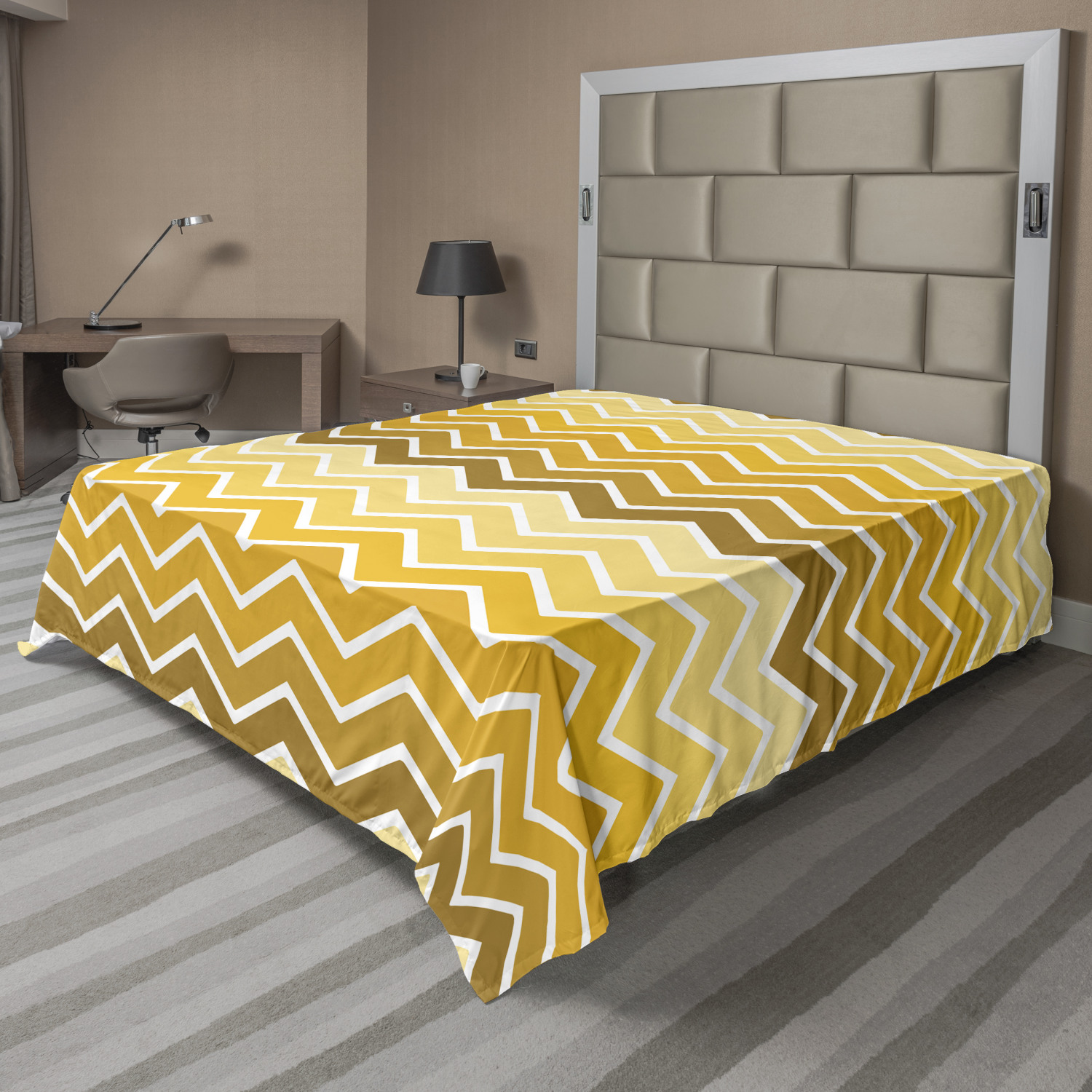 Ambesonne Yellow Tone Flat Sheet Top Sheet Decorative Bedding 6 Sizes - Picture 3 of 8
