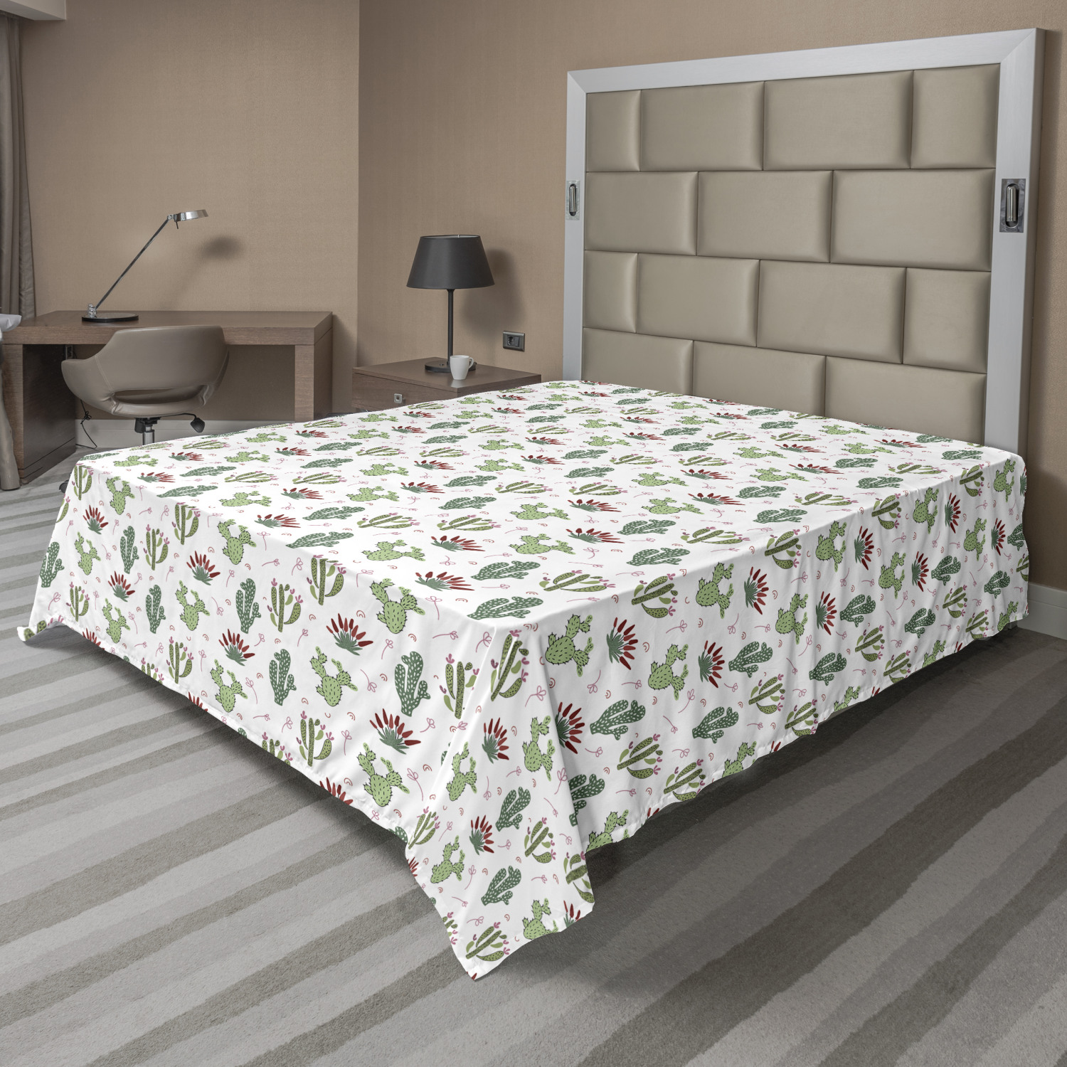 Ambesonne Cactus Flat Sheet Top Sheet Decorative Bedding 6 Sizes - Picture 33 of 42