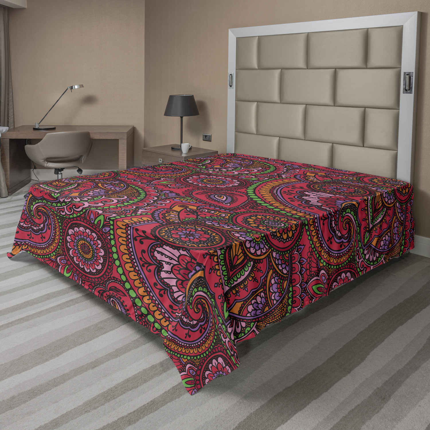 Ambesonne Colorful Scene Flat Sheet Top Sheet Decorative Bedding 6 Sizes