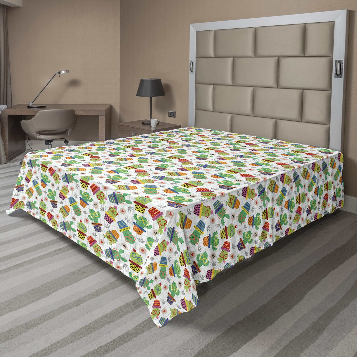 Ambesonne Cactus Flat Sheet Top Sheet Decorative Bedding 6 Sizes - Picture 11 of 42
