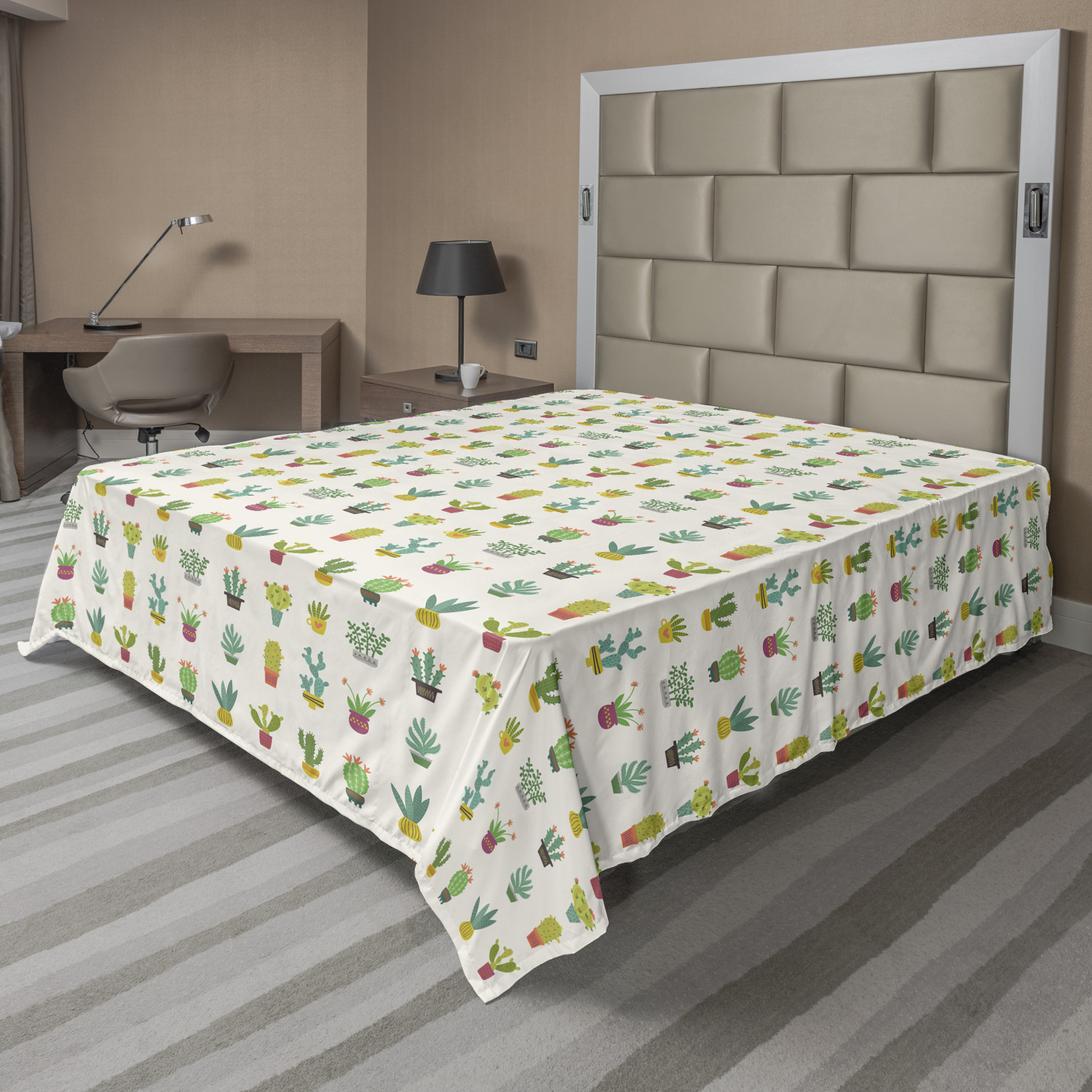 Ambesonne Cactus Flat Sheet Top Sheet Decorative Bedding 6 Sizes - Picture 20 of 42
