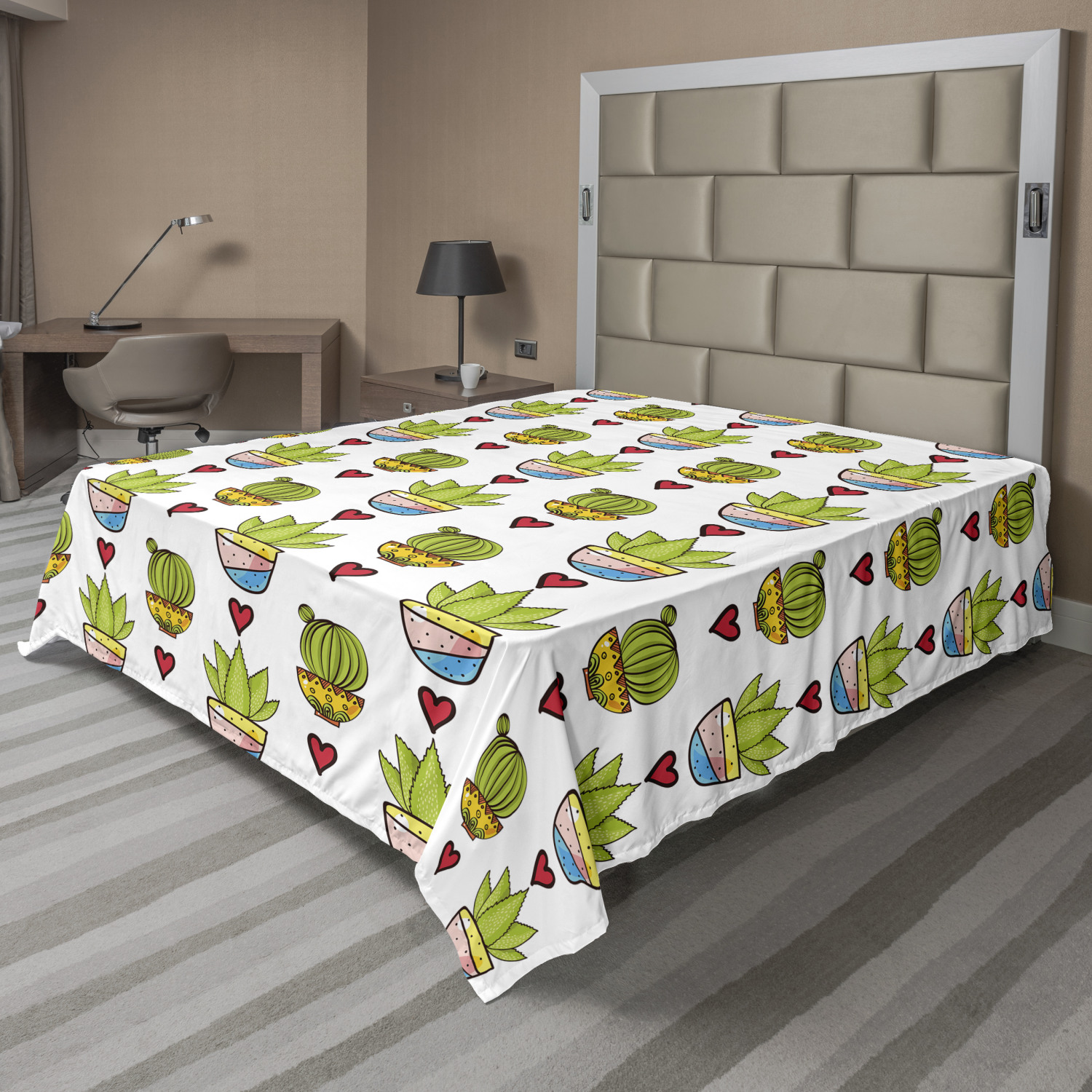 Ambesonne Cactus Flat Sheet Top Sheet Decorative Bedding 6 Sizes - Picture 14 of 42