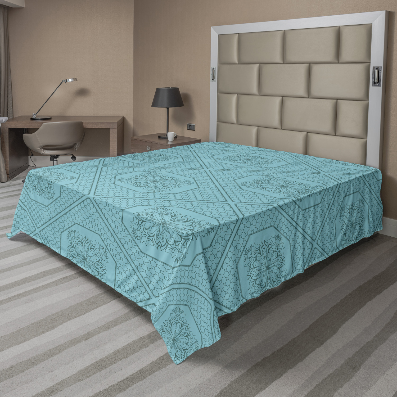 Ambesonne Geometry Theme Flat Sheet Top Sheet Decorative Bedding 6 Sizes - Picture 13 of 38