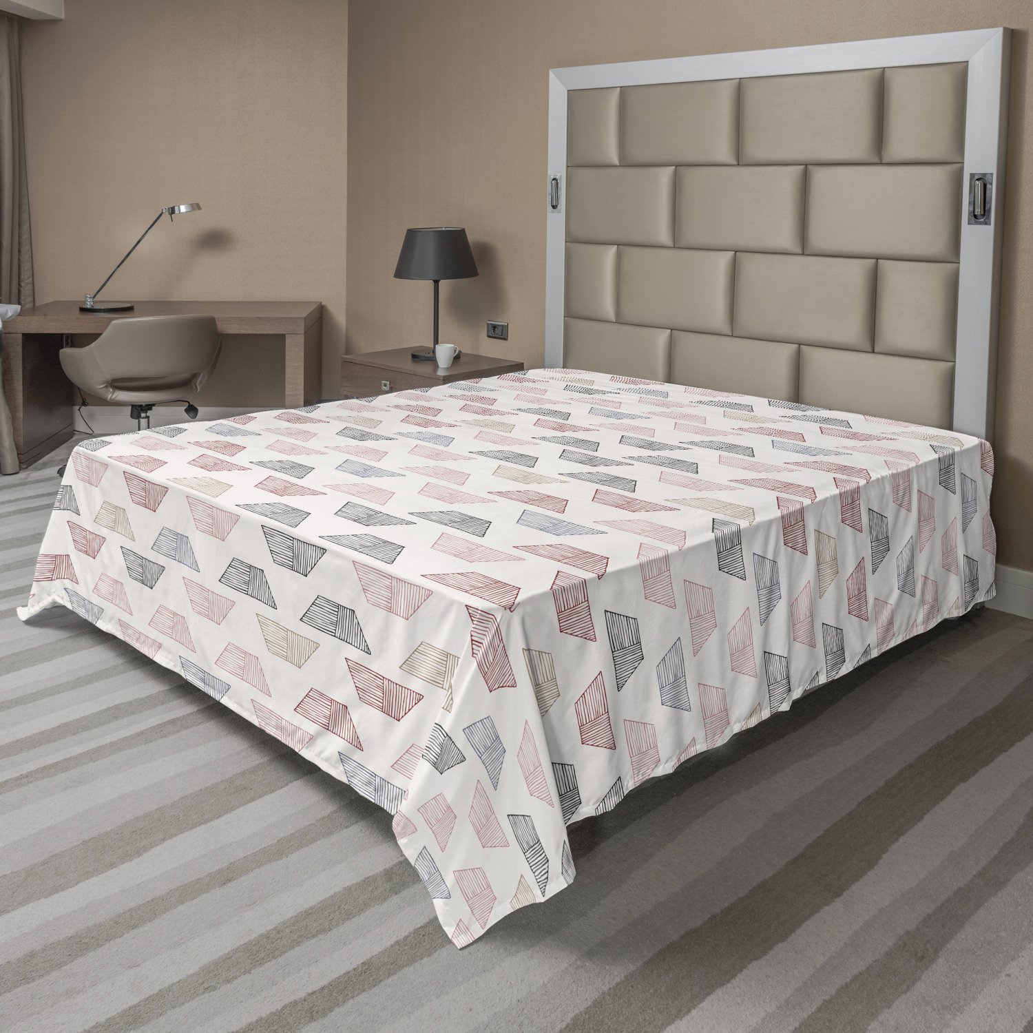 Ambesonne Geometry Theme Flat Sheet Top Sheet Decorative Bedding 6 Sizes - Picture 18 of 38