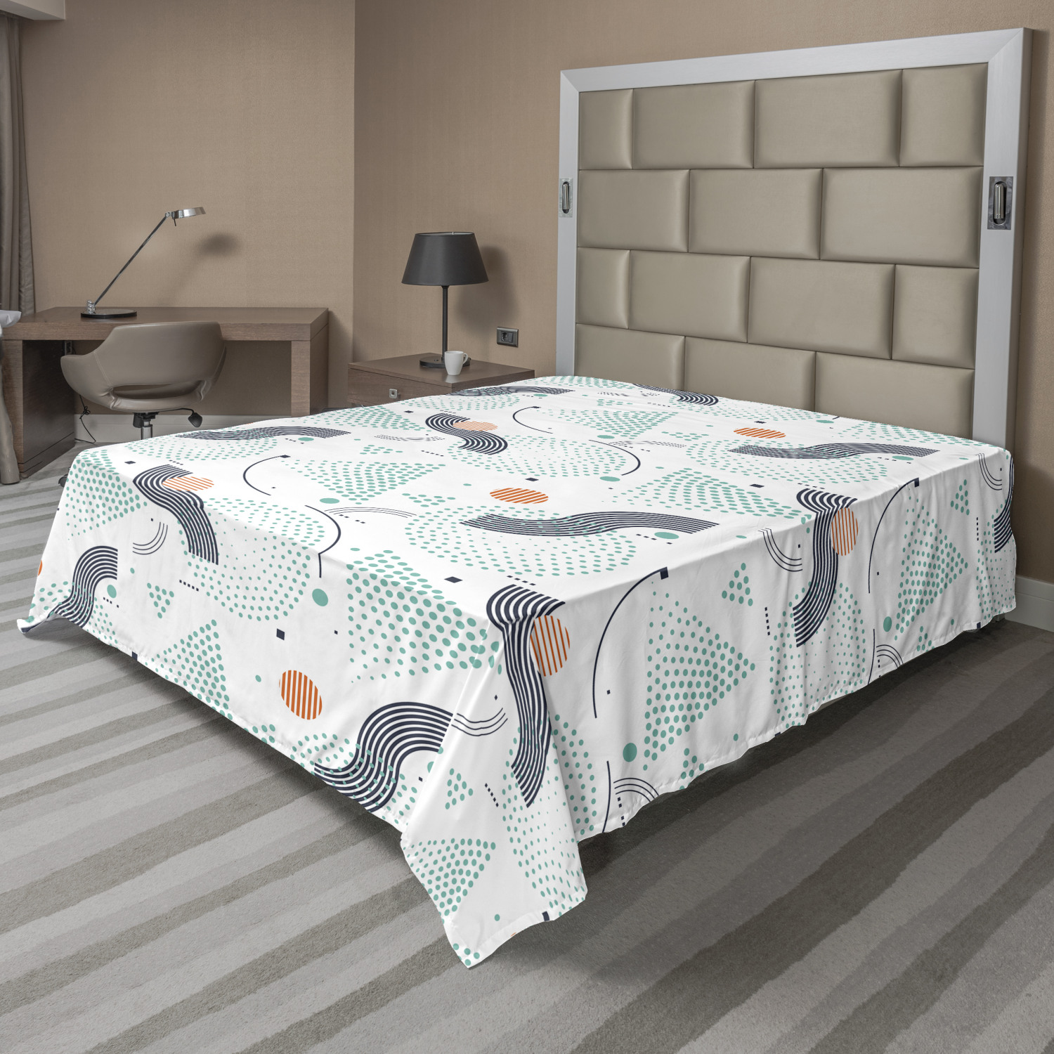 Ambesonne Geometry Theme Flat Sheet Top Sheet Decorative Bedding 6 Sizes - Picture 10 of 38