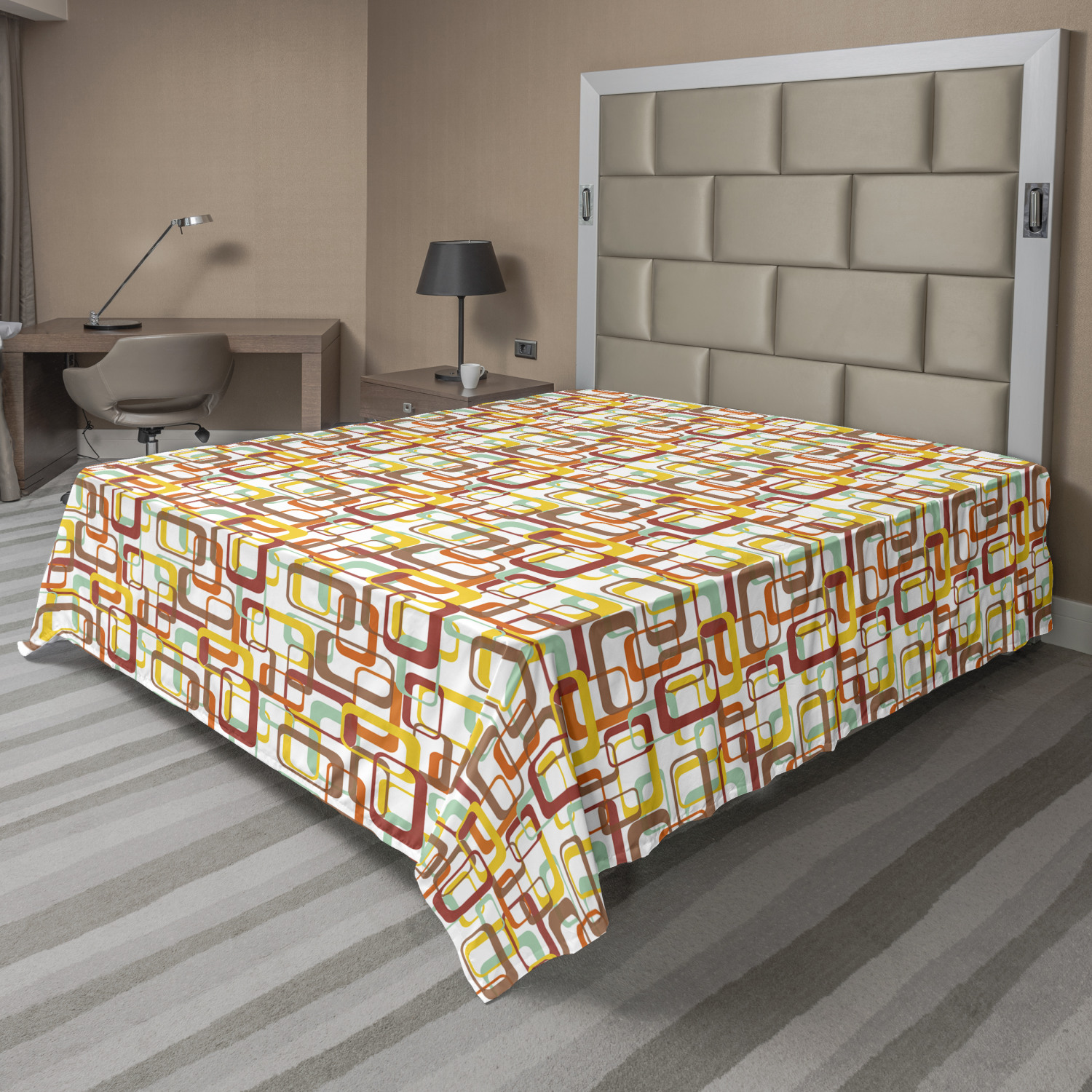 Ambesonne Geometry Theme Flat Sheet Top Sheet Decorative Bedding 6 Sizes - Picture 9 of 38