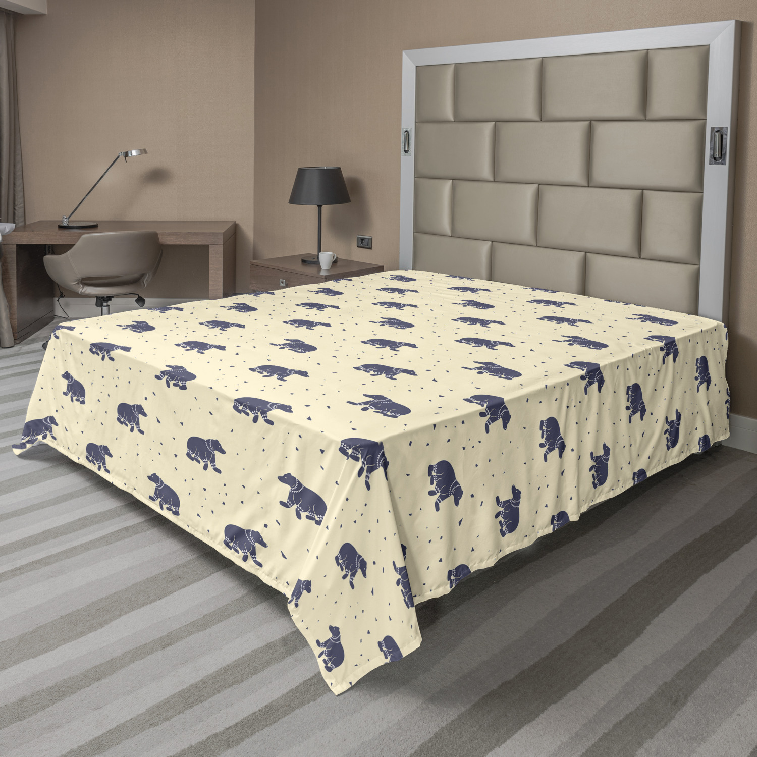 Ambesonne Bear Pattern Flat Sheet Top Sheet Decorative Bedding 6 Sizes - Picture 9 of 41