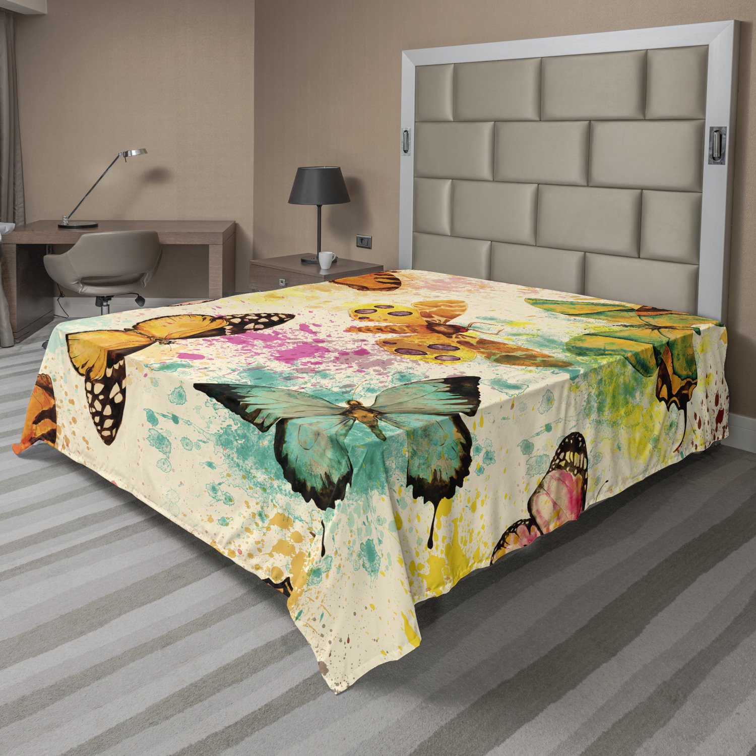 Ambesonne Colorful Design Flat Sheet Top Sheet Decorative Bedding 6 Sizes - Picture 24 of 41