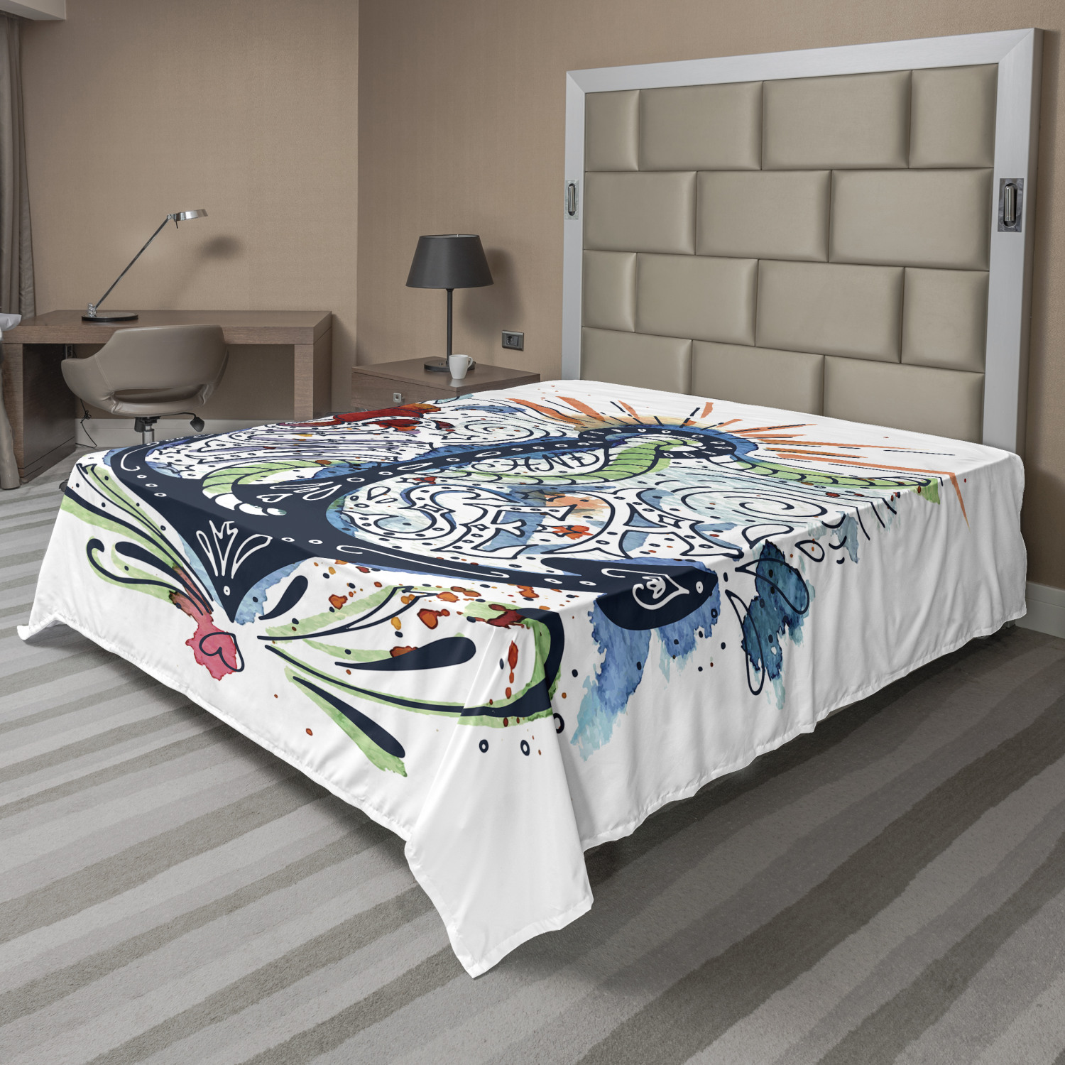 Ambesonne Colorful Design Flat Sheet Top Sheet Decorative Bedding 6 Sizes - Picture 35 of 41