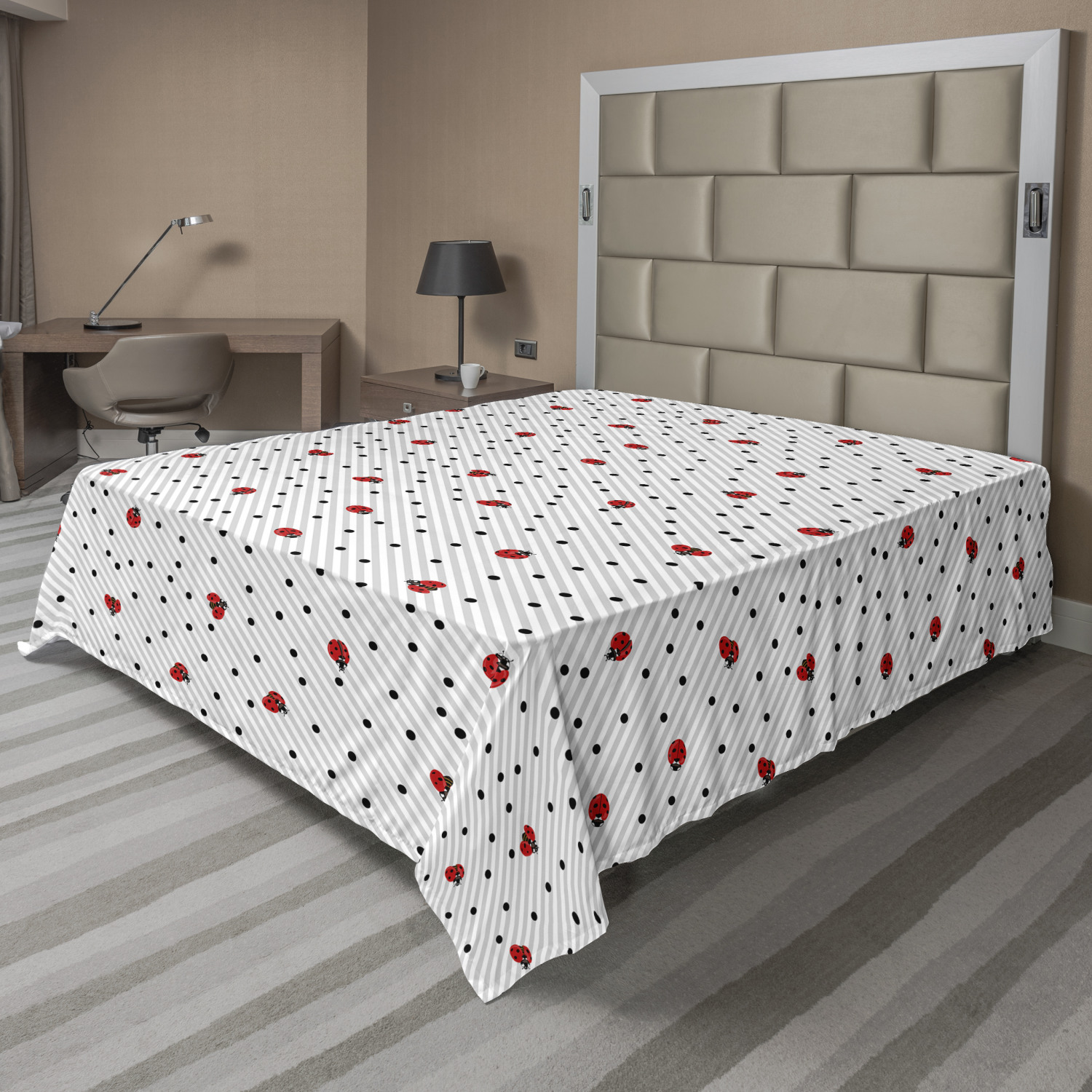Ambesonne Grey and White Flat Sheet Top Sheet Decorative Bedding 6 Sizes - Picture 21 of 42