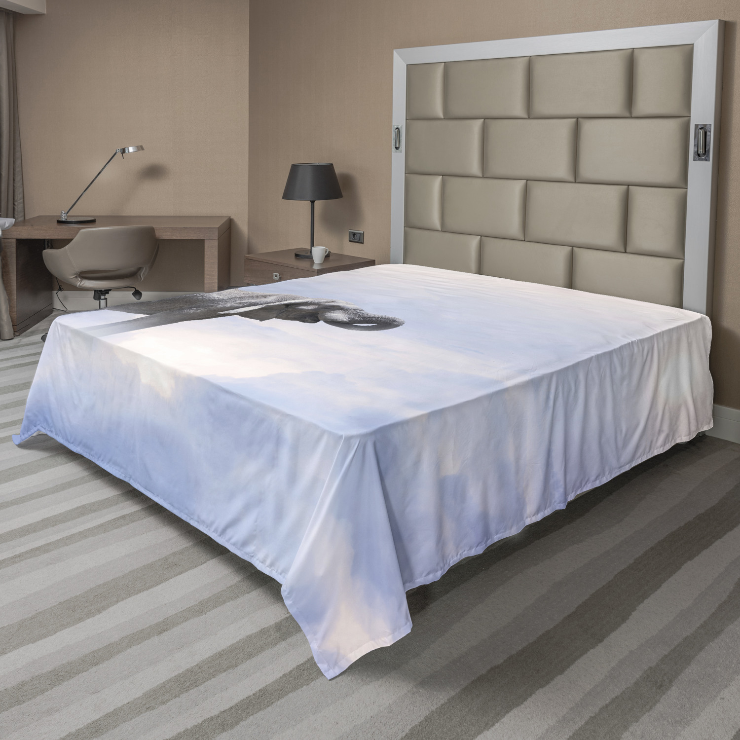 Ambesonne Elephant Print Flat Sheet Top Sheet Decorative Bedding 6 Sizes - Picture 28 of 40