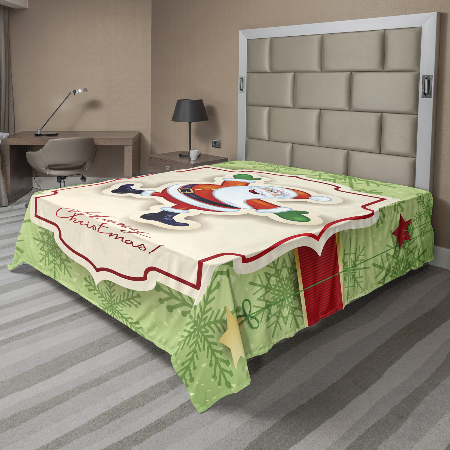 Ambesonne Christmas Theme Flat Sheet Top Sheet Decorative Bedding 6 Sizes 