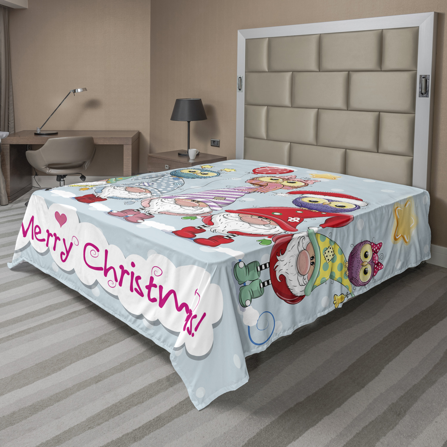 Ambesonne Christmas Flat Sheet Top Sheet Decorative Bedding 6 Sizes 