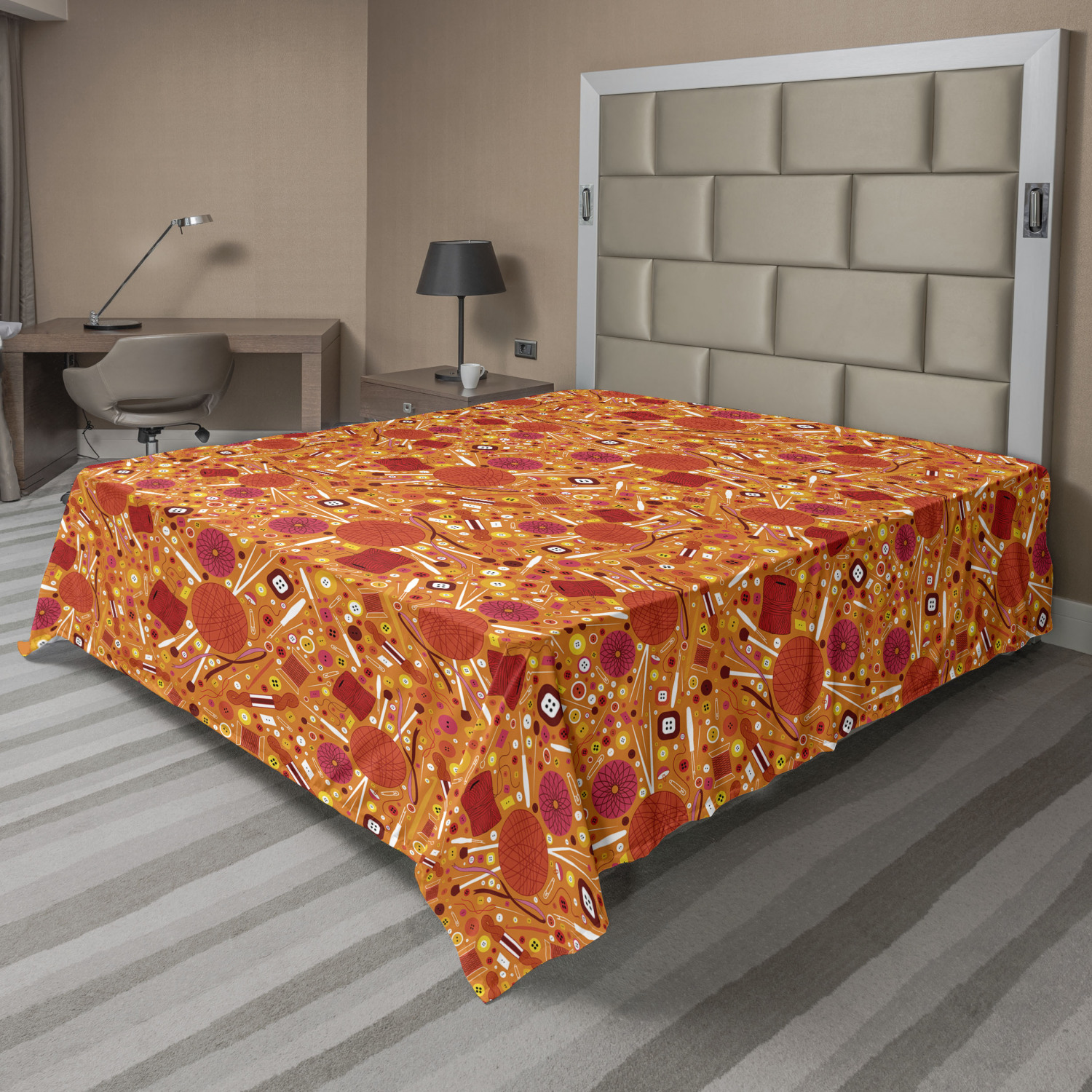 Ambesonne Orange Flat Sheet Top Sheet Decorative Bedding 6 Sizes 
