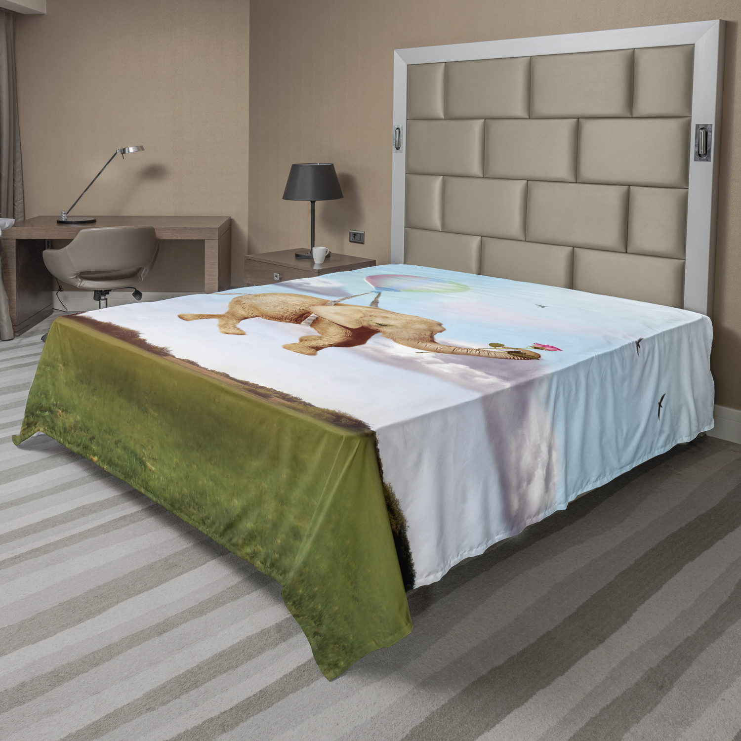 Ambesonne Elephant Print Flat Sheet Top Sheet Decorative Bedding 6 Sizes - Picture 34 of 40