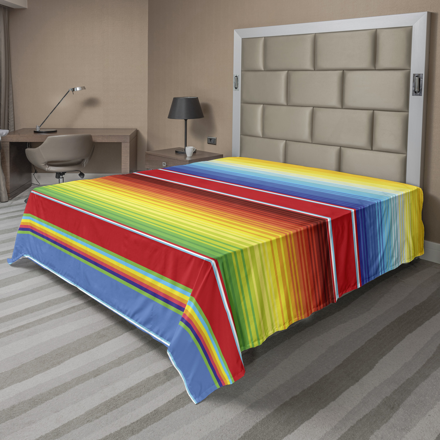 Ambesonne Rainbow Fun Flat Sheet Top Sheet Decorative Bedding 6 Sizes 