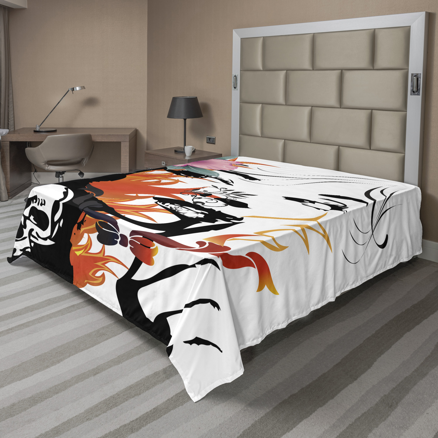 Ambesonne Tattoo Flat Sheet Top Sheet Decorative Bedding 6 Sizes - Picture 26 of 42