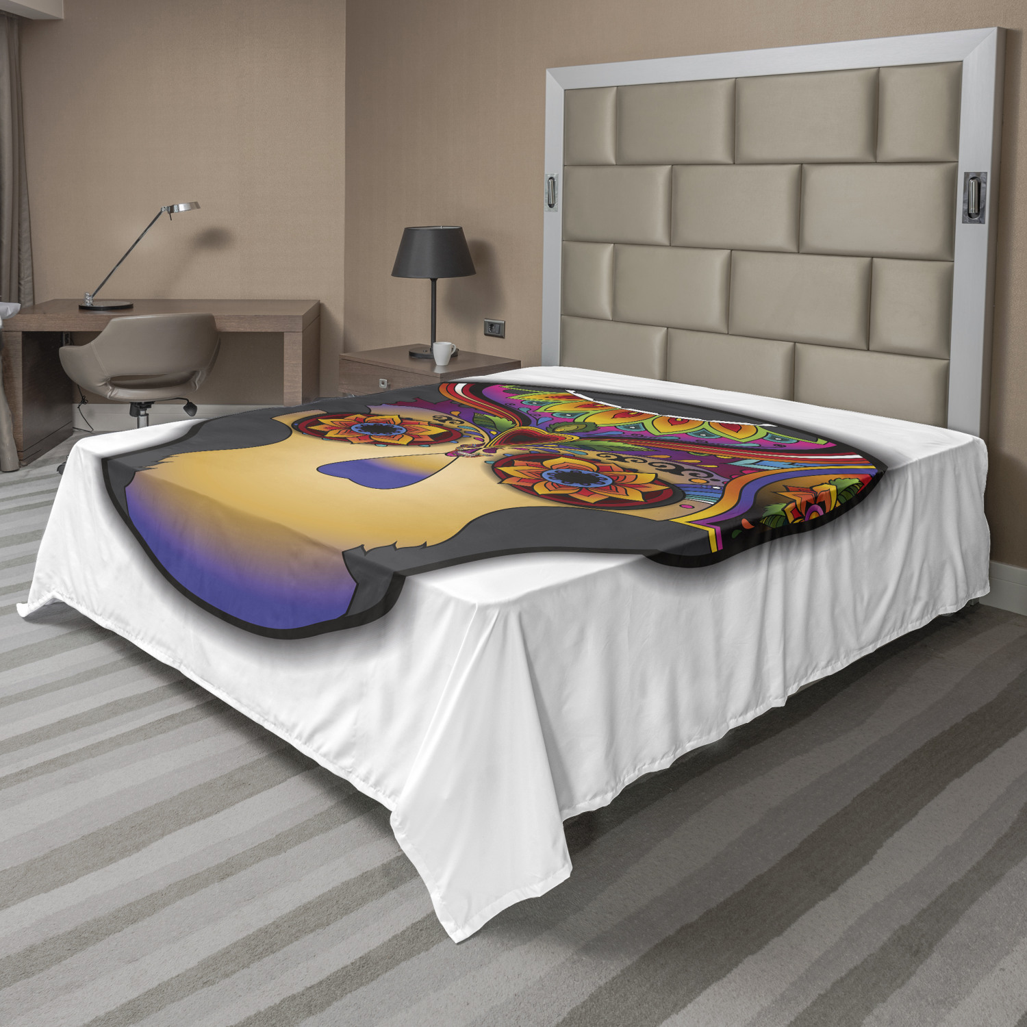 Ambesonne Tattoo Flat Sheet Top Sheet Decorative Bedding 6 Sizes - Picture 9 of 42
