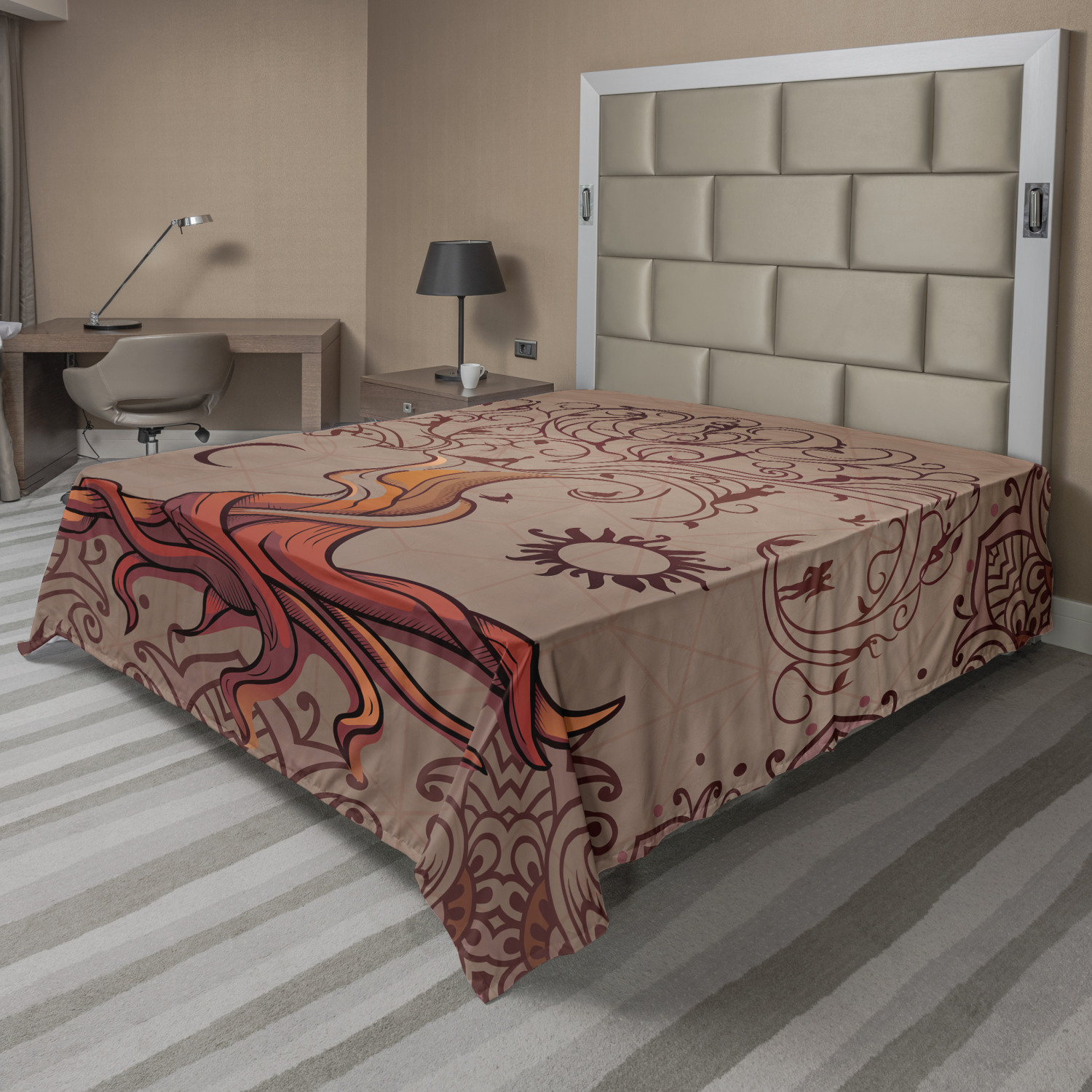 Ambesonne Oriental Pattern Flat Sheet Top Sheet Decorative Bedding 6 Sizes - Picture 8 of 42