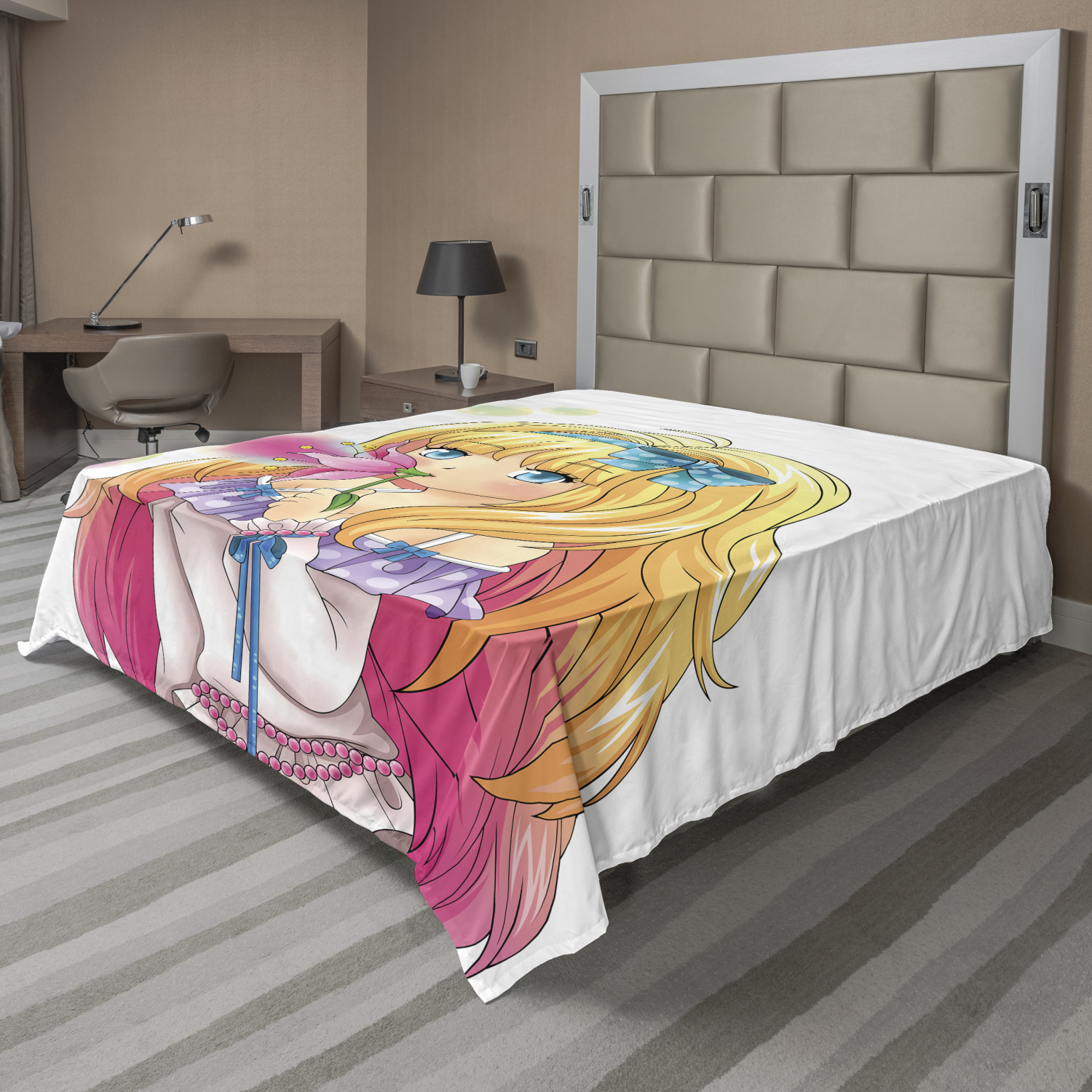 Ambesonne Anime Flat Sheet Top Sheet Decorative Bedding 6 Sizes - Picture 28 of 42