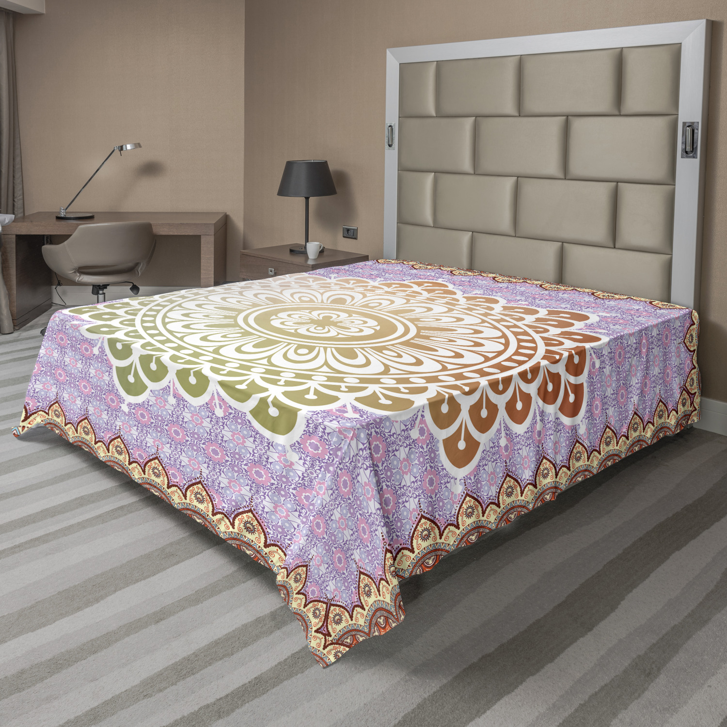 Ambesonne Oriental Pattern Flat Sheet Top Sheet Decorative Bedding 6 Sizes - Picture 15 of 42