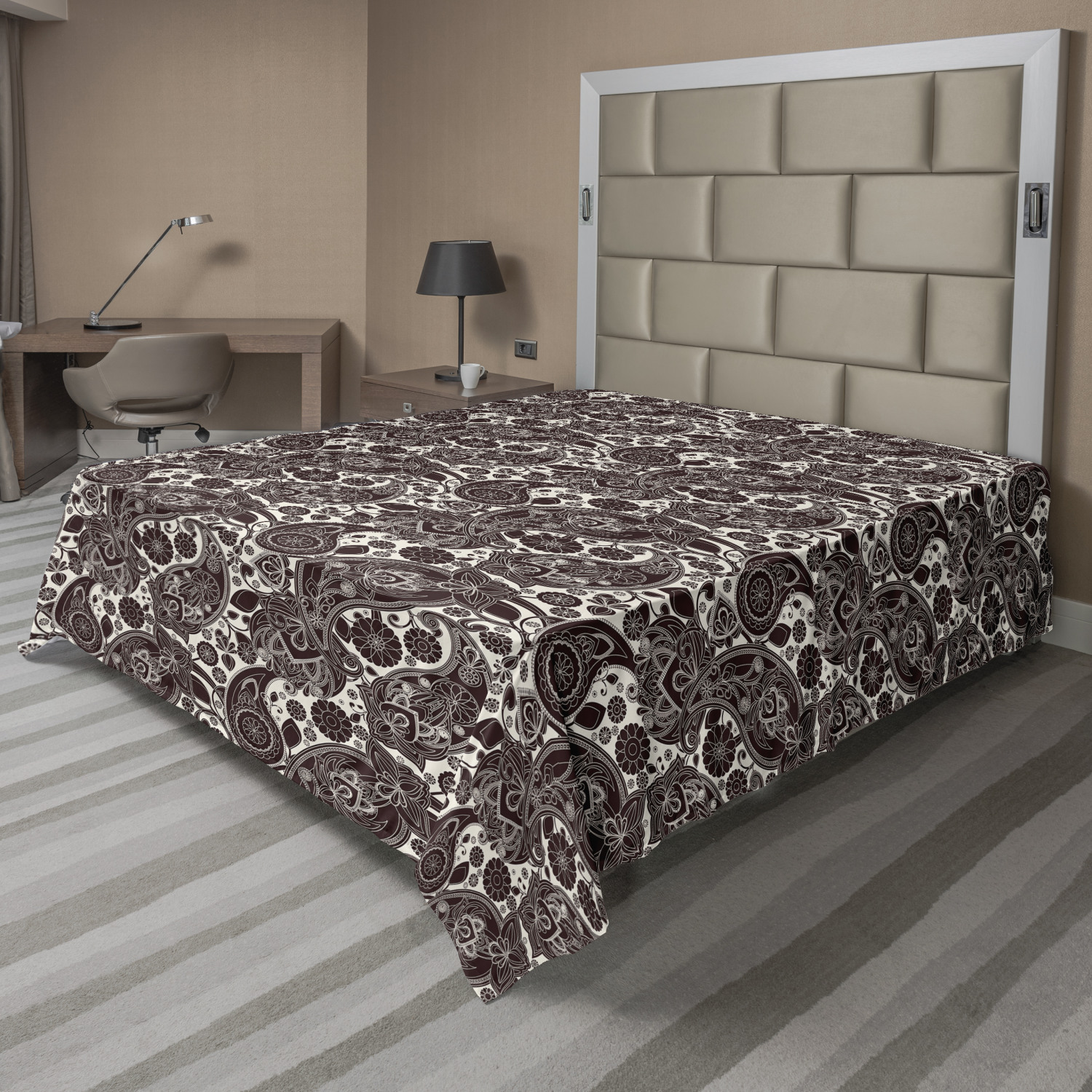 Ambesonne Oriental Pattern Flat Sheet Top Sheet Decorative Bedding 6 Sizes - Picture 40 of 42