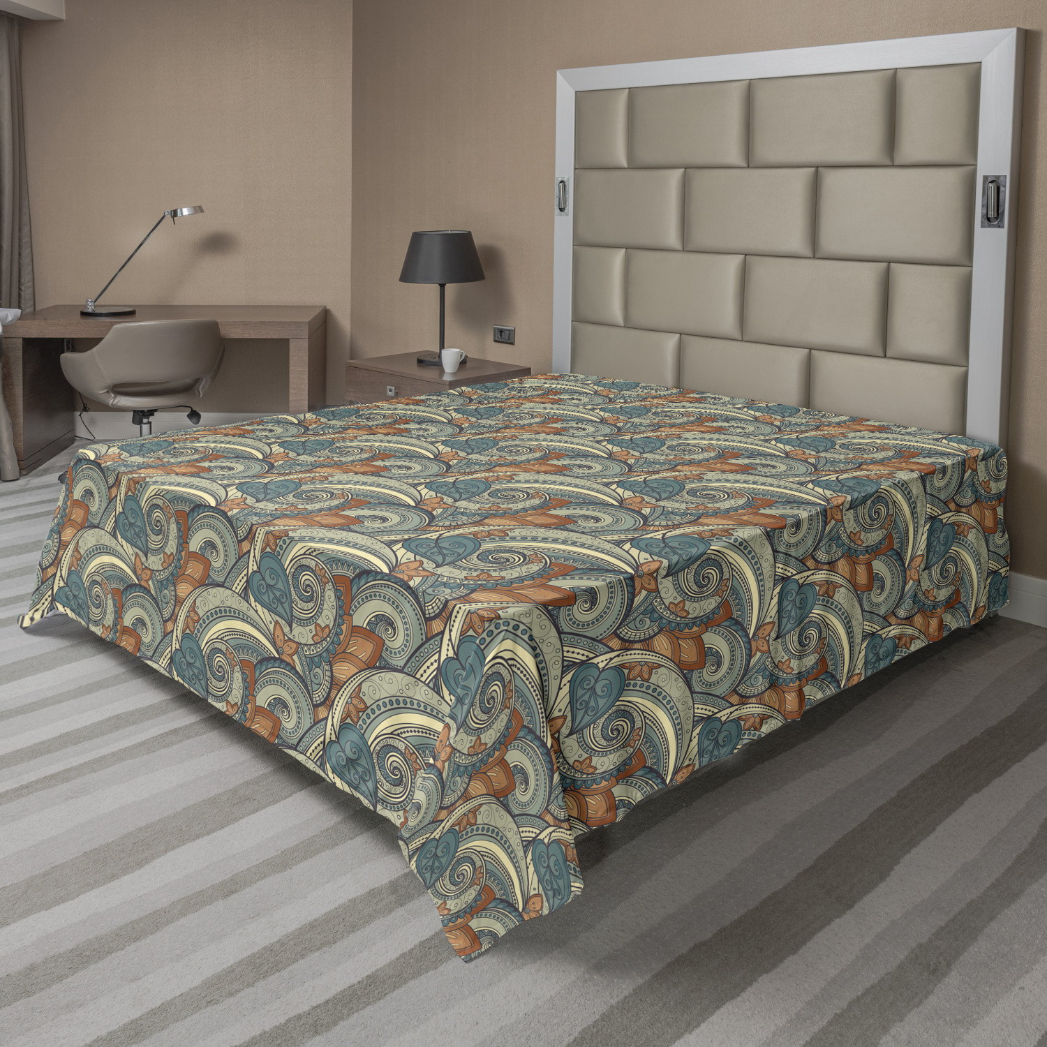 Ambesonne Oriental Pattern Flat Sheet Top Sheet Decorative Bedding 6 Sizes - Picture 10 of 42