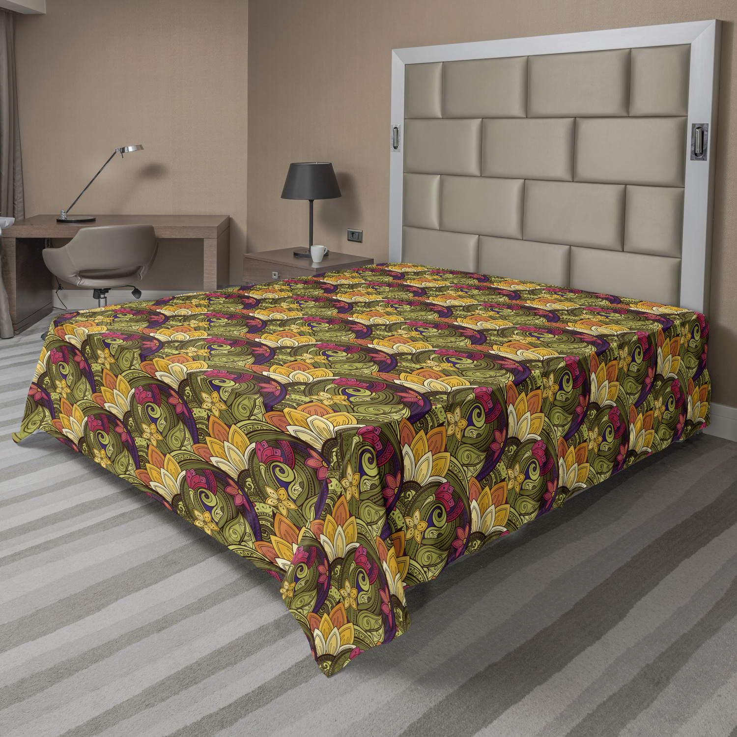 Ambesonne Oriental Pattern Flat Sheet Top Sheet Decorative Bedding 6 Sizes - Picture 5 of 42