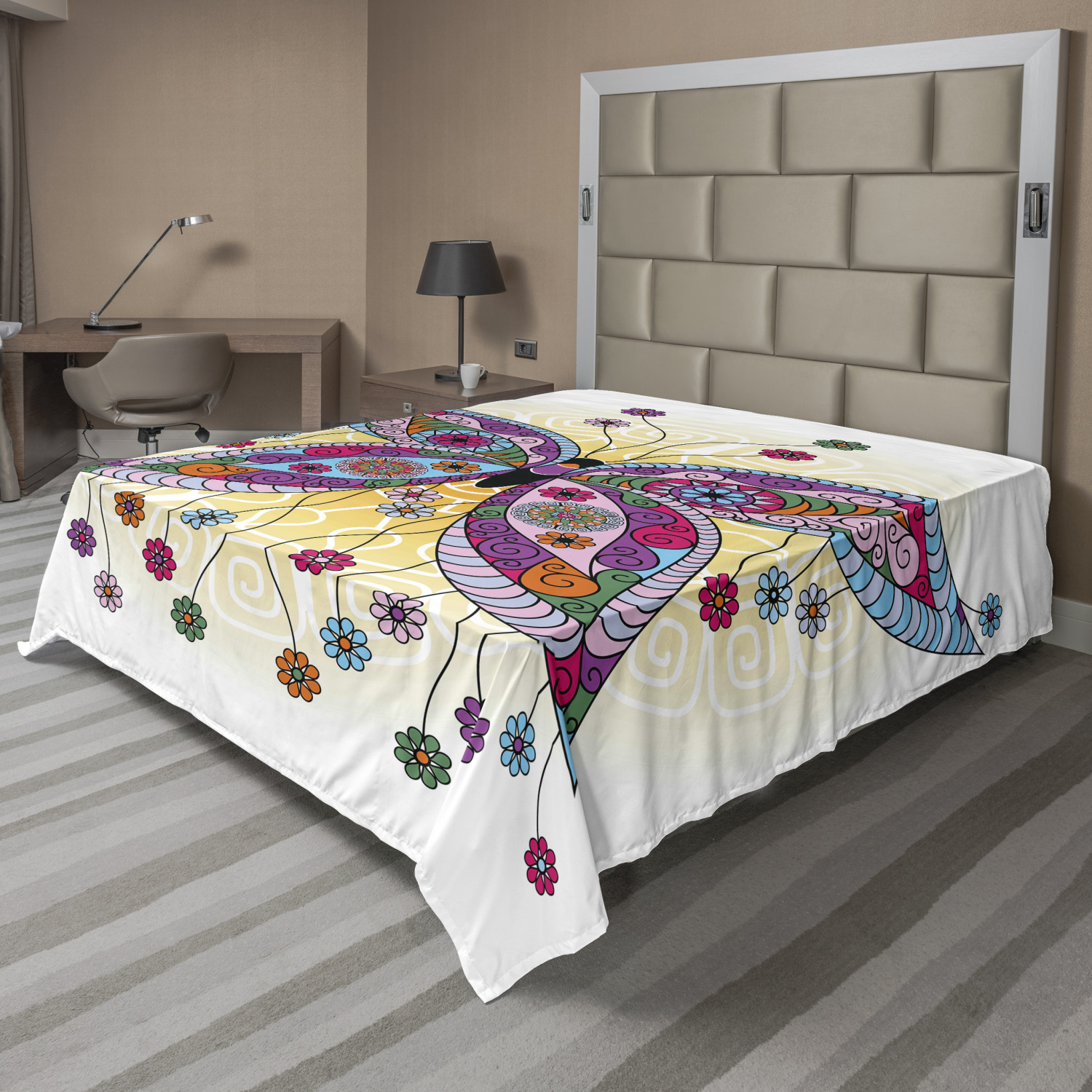 Ambesonne Oriental Pattern Flat Sheet Top Sheet Decorative Bedding 6 Sizes - Picture 35 of 42