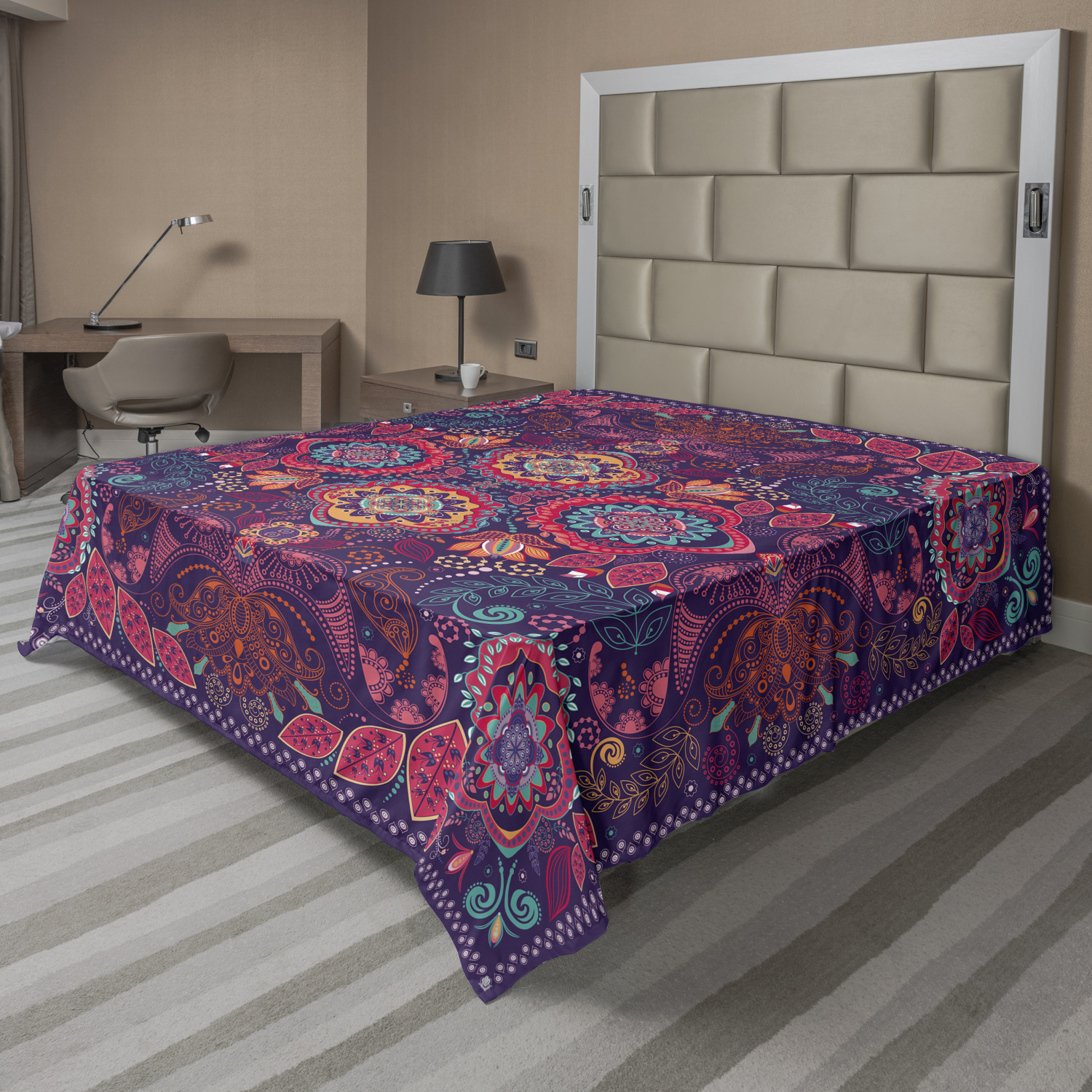 Ambesonne Oriental Pattern Flat Sheet Top Sheet Decorative Bedding 6 Sizes - Picture 29 of 42