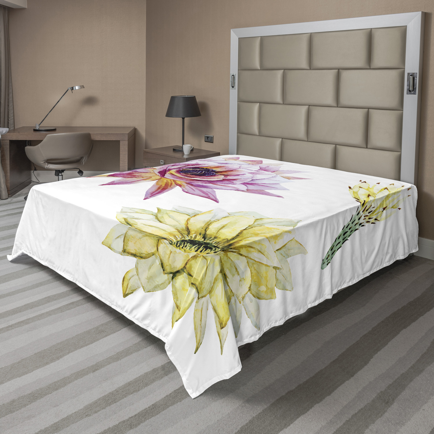 Ambesonne Cactus Flat Sheet Top Sheet Decorative Bedding 6 Sizes - Picture 42 of 42