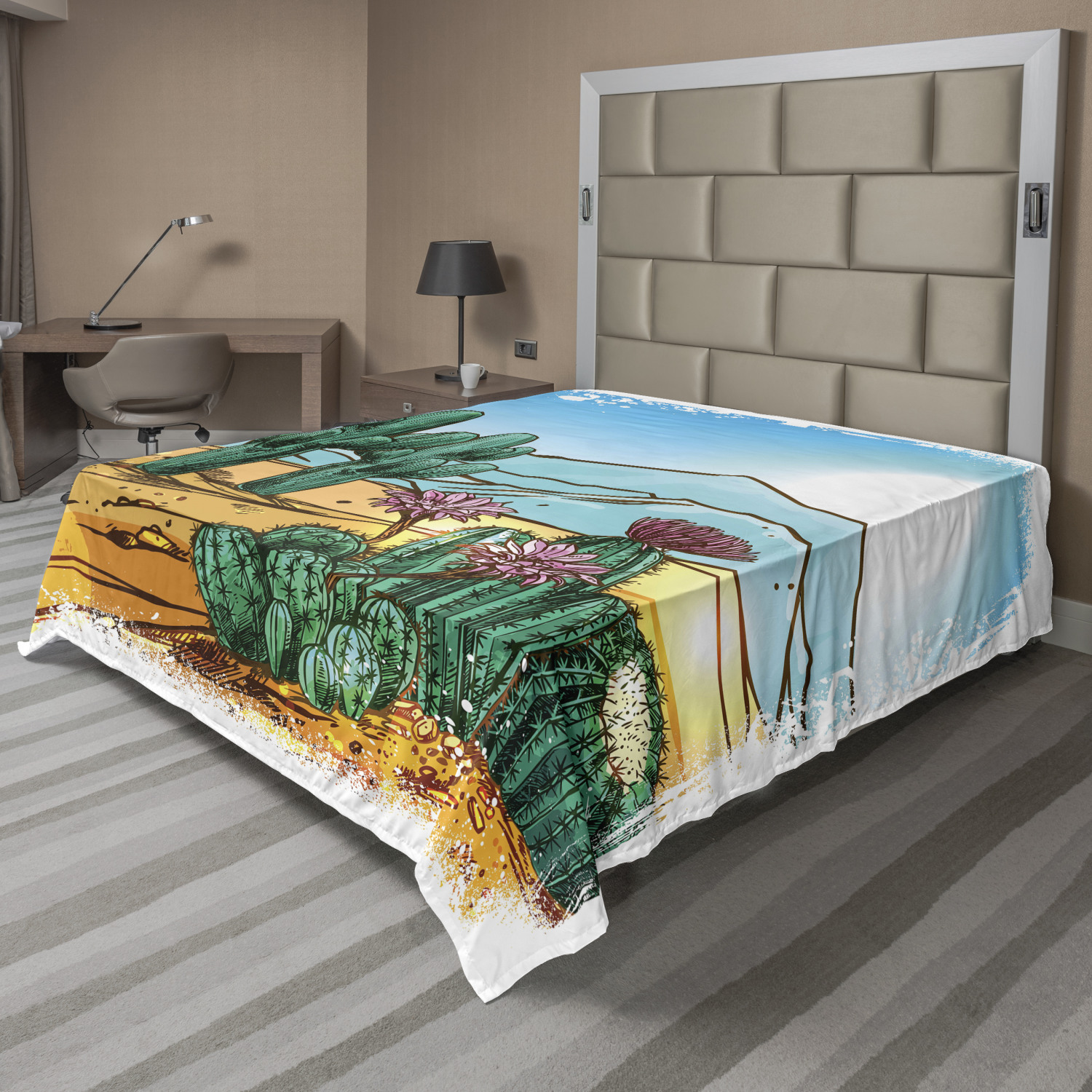 Ambesonne Cactus Flat Sheet Top Sheet Decorative Bedding 6 Sizes - Picture 13 of 42