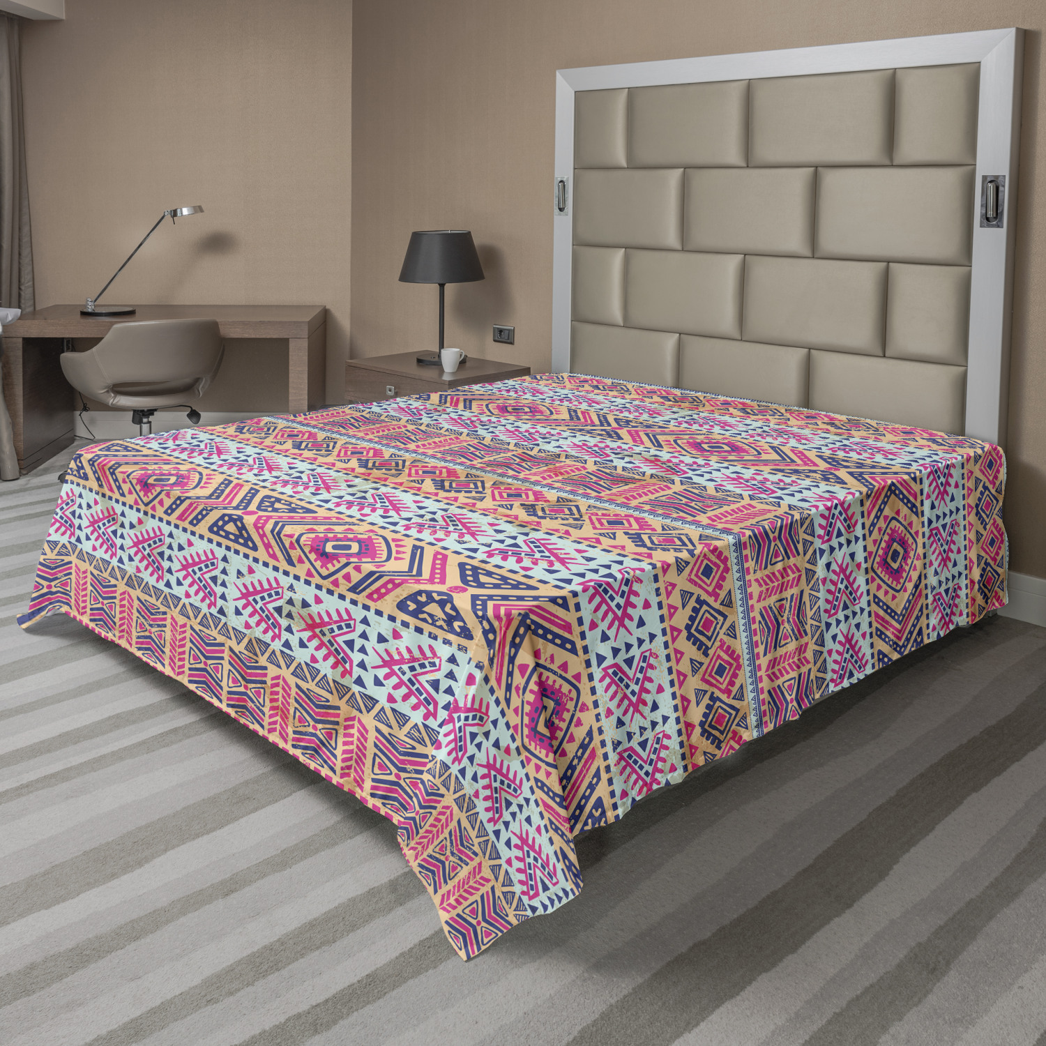 Ambesonne Oriental Pattern Flat Sheet Top Sheet Decorative Bedding 6 Sizes - Picture 34 of 42