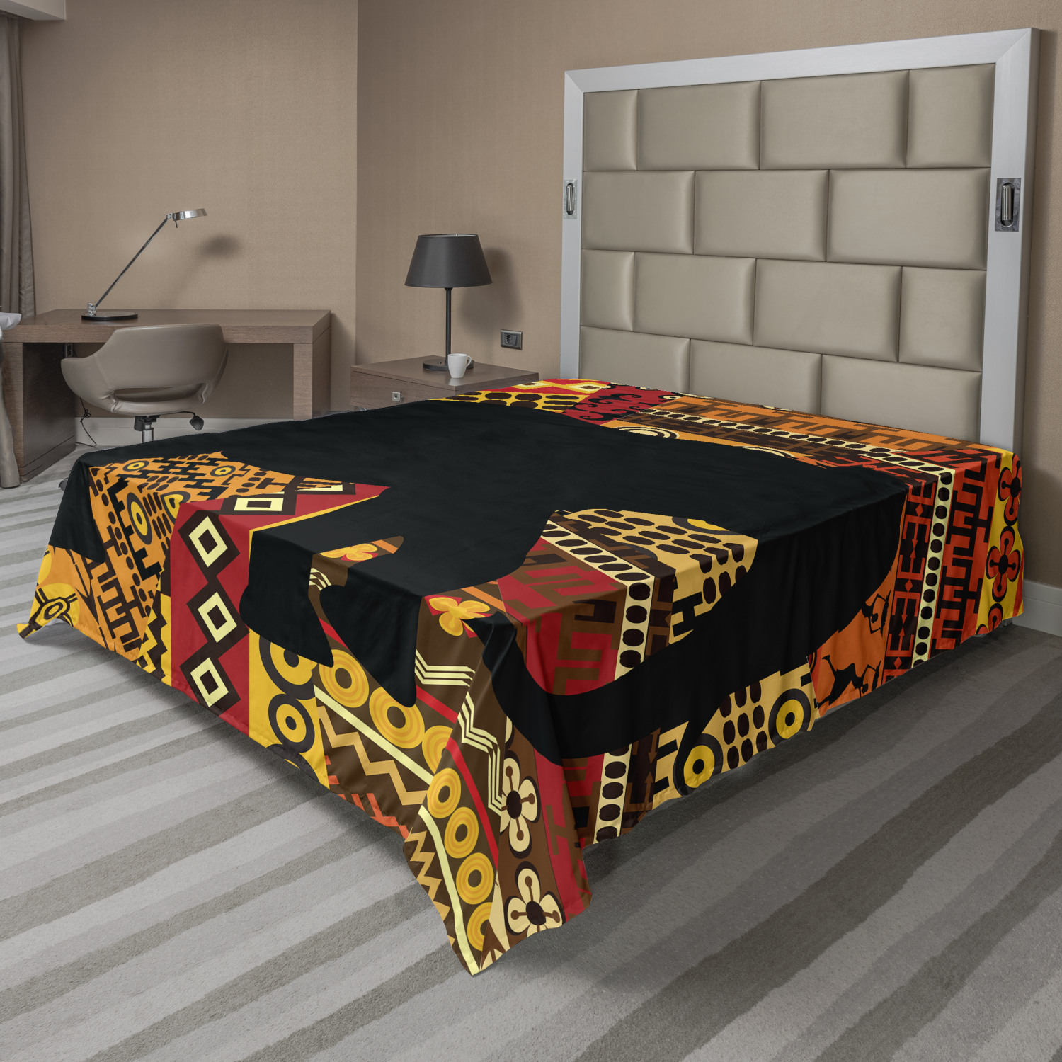 Ambesonne Elephant Print Flat Sheet Top Sheet Decorative Bedding 6 Sizes - Picture 17 of 40